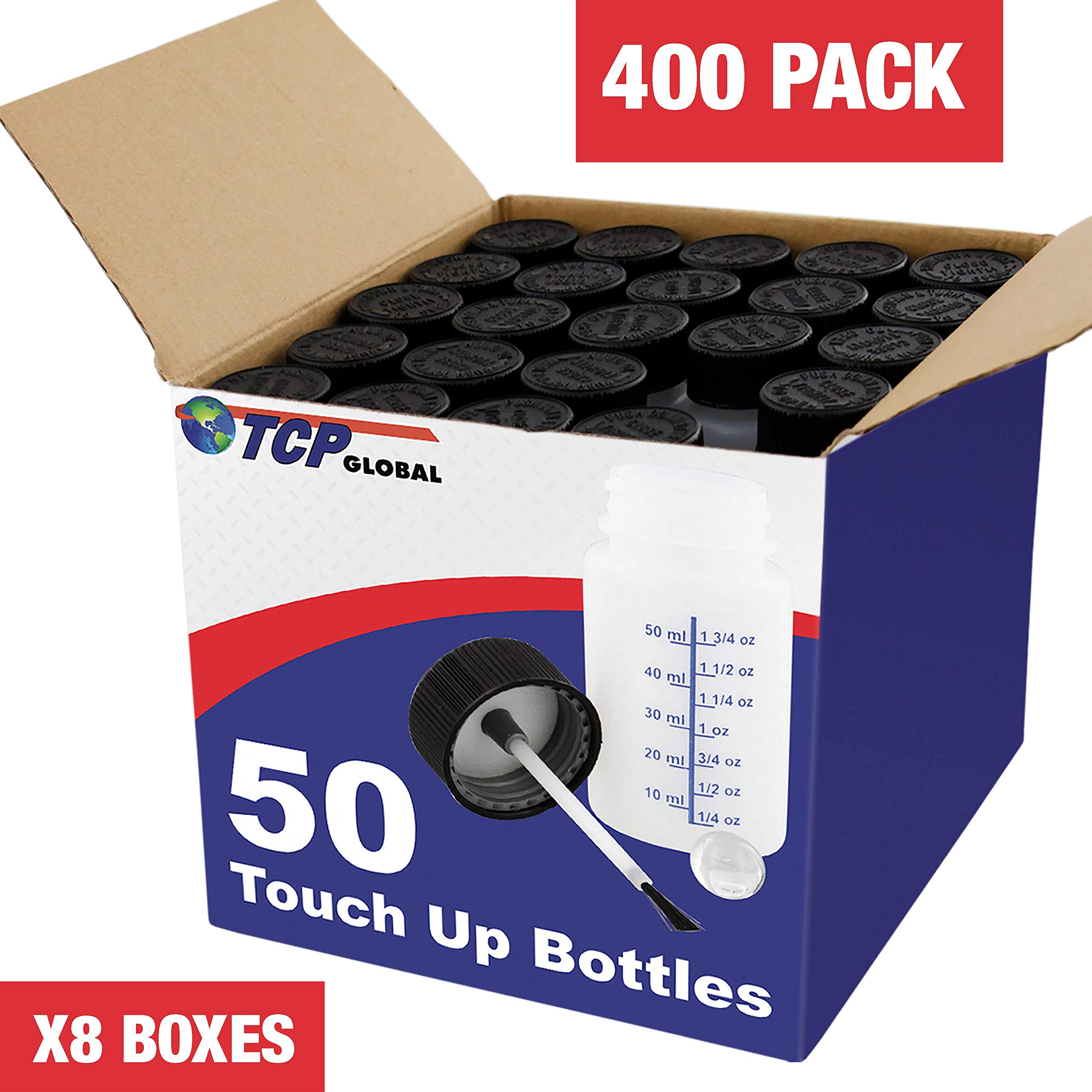 Tcp Global Paint Touch Up Bottles With Child Safety Lids (Box Of 400) - 2 Ounce (60Ml) Fluid Capacity, Mixing Ball, Touch-Up App