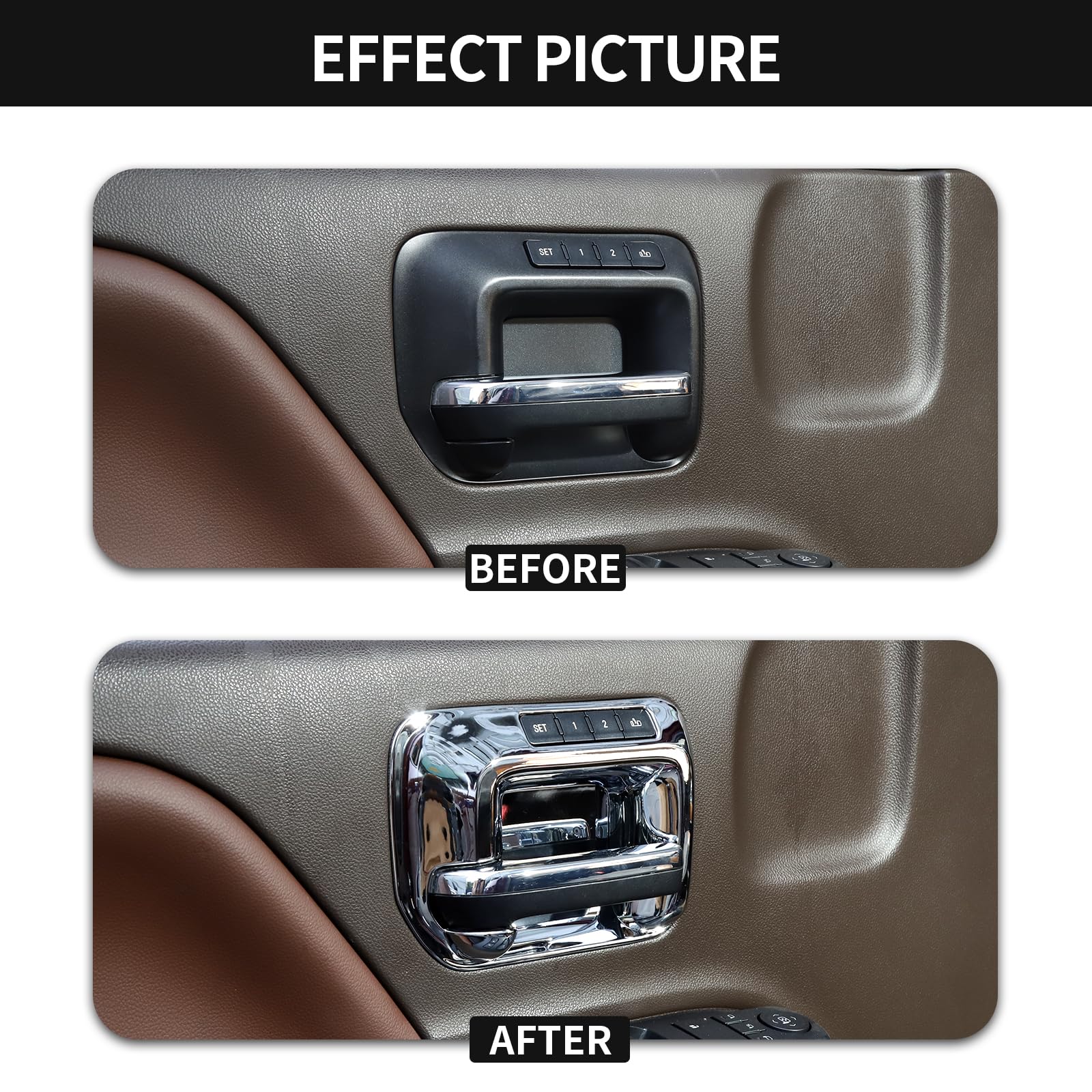 Rt-Tcz For Chevy Silverado Inner Door Handle Bowl Trim Cover For Chevrolet Silverado Gmc Sierra 2014-2018 Chrome Interior Access