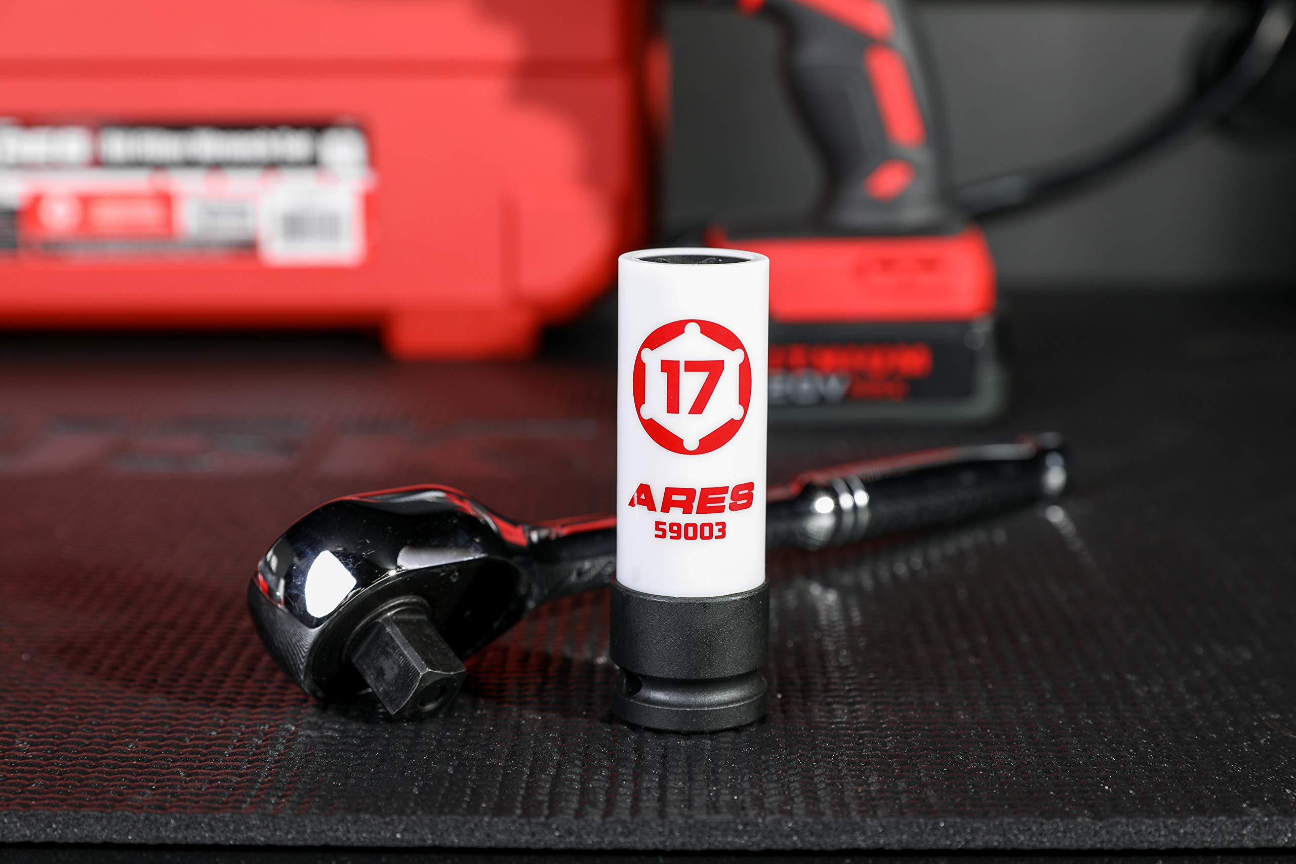 ARES 59003-17mm 1/2-Inch Drive Non-Marring Impact Lug Nut Socket - Protective Sleeve Prevents Damage to Custom Rims & Lug Nuts -