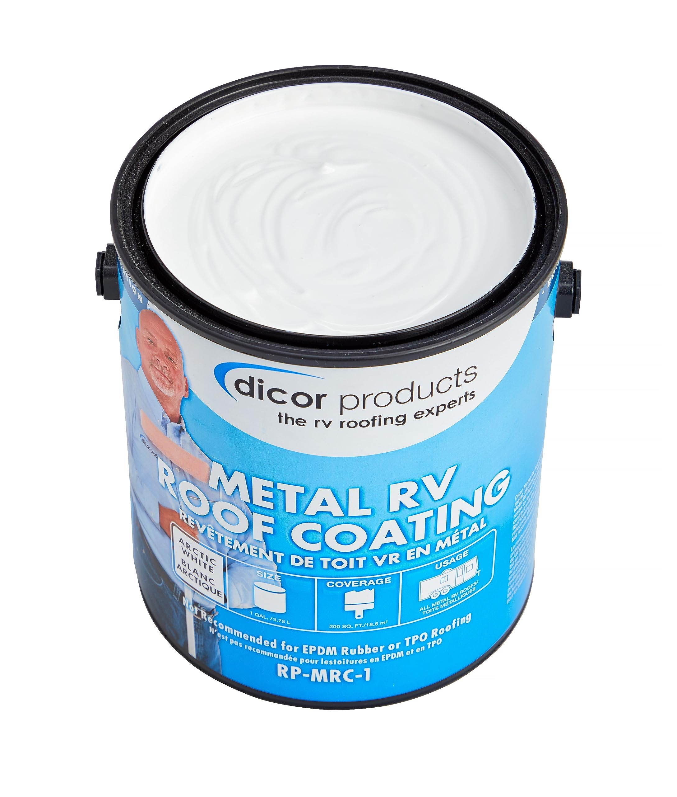 Dicor Rp-Mrc-1 Acrylic Elastomeric Coating For Metal Rv Roofing - White, 1 Gallon