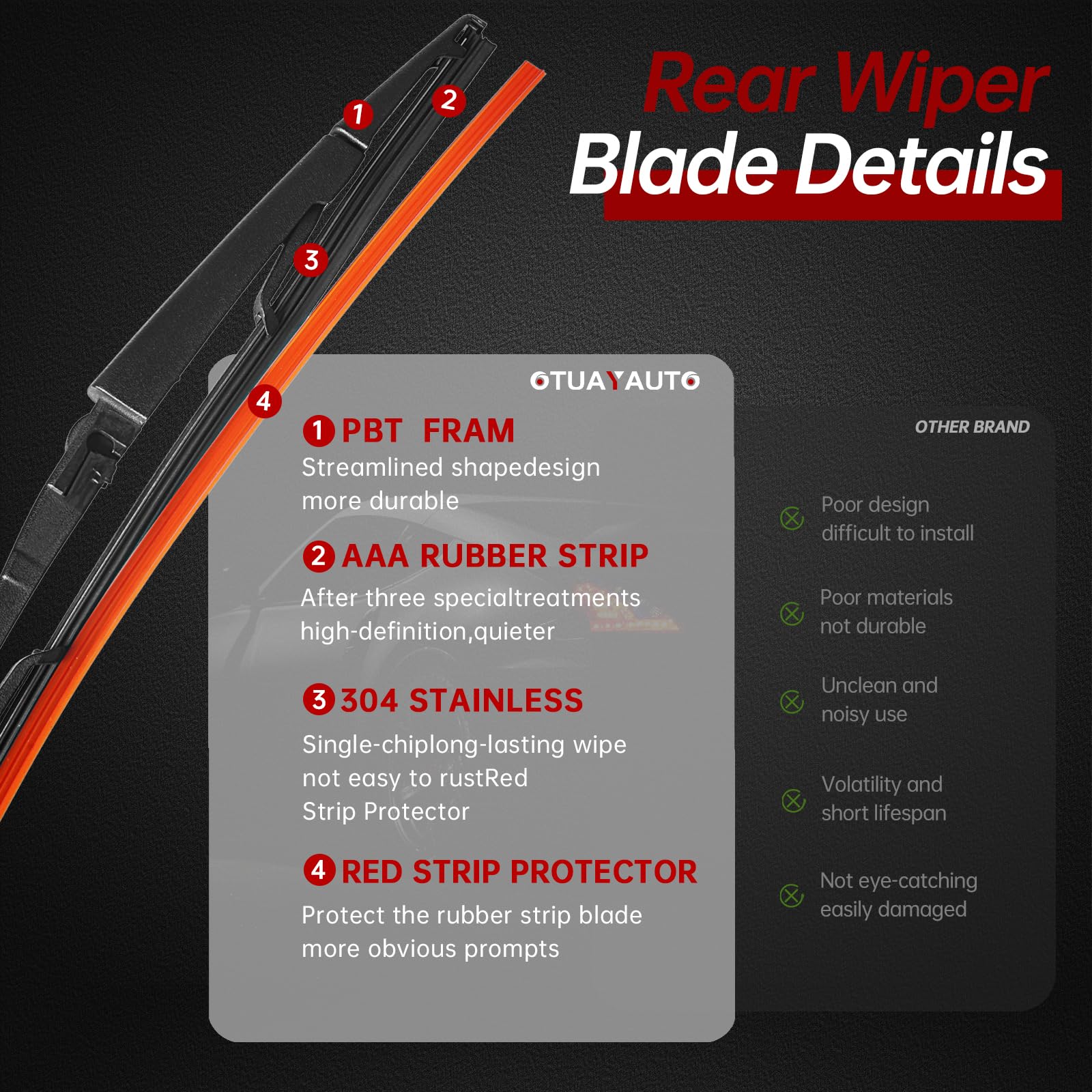 Rear Windshield Back Wiper Arm Blade Set - Replacement For Jeep Grand Cherokee 2005 2006 2007 2008 2009 2010 Oe:05139836Ab