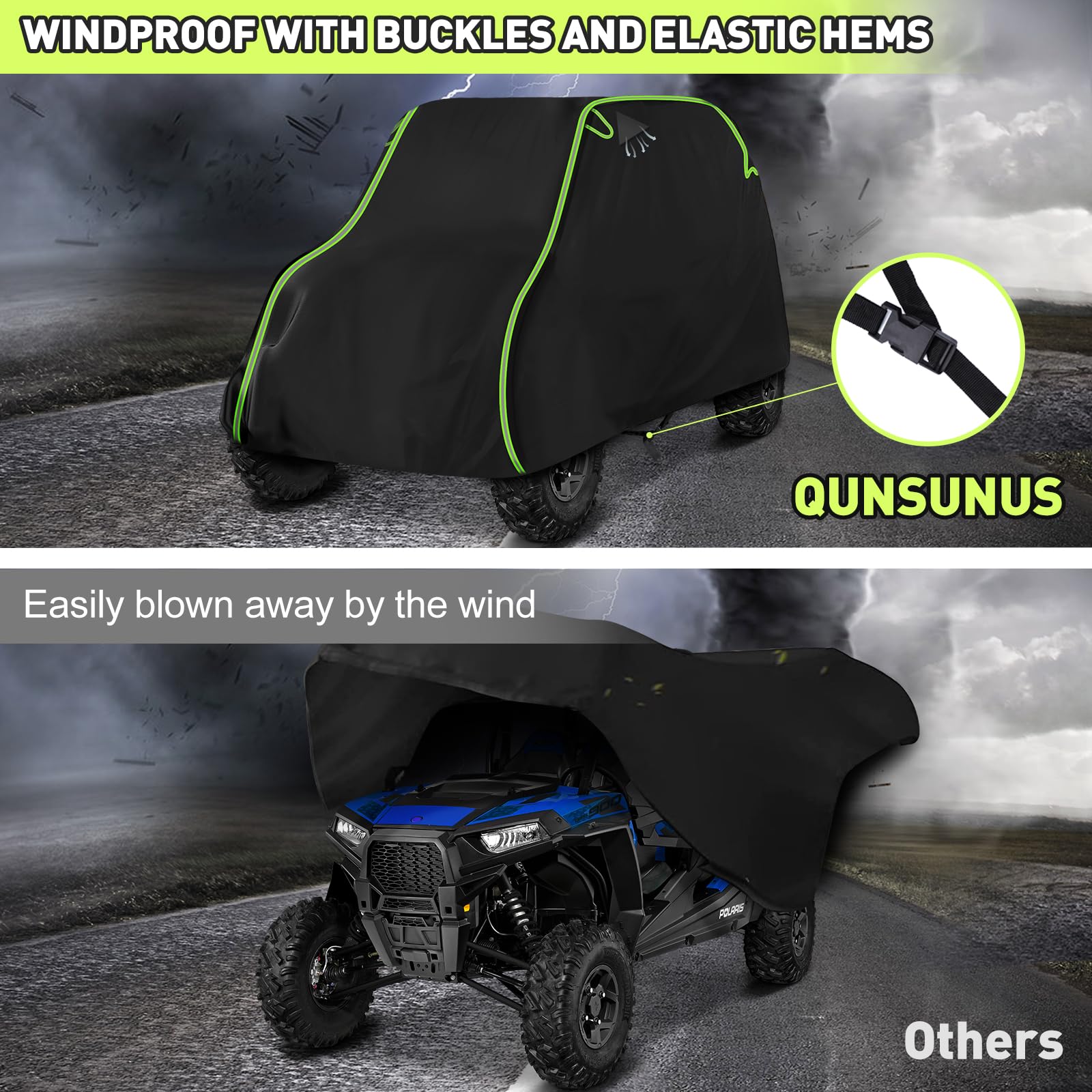 Qunsunus Utv Cover 4-6 Seater Compatible With Polaris Rzr Cover/Can-Am Defender Cover/Yamaha Yxz Cover All-Weather Protection He