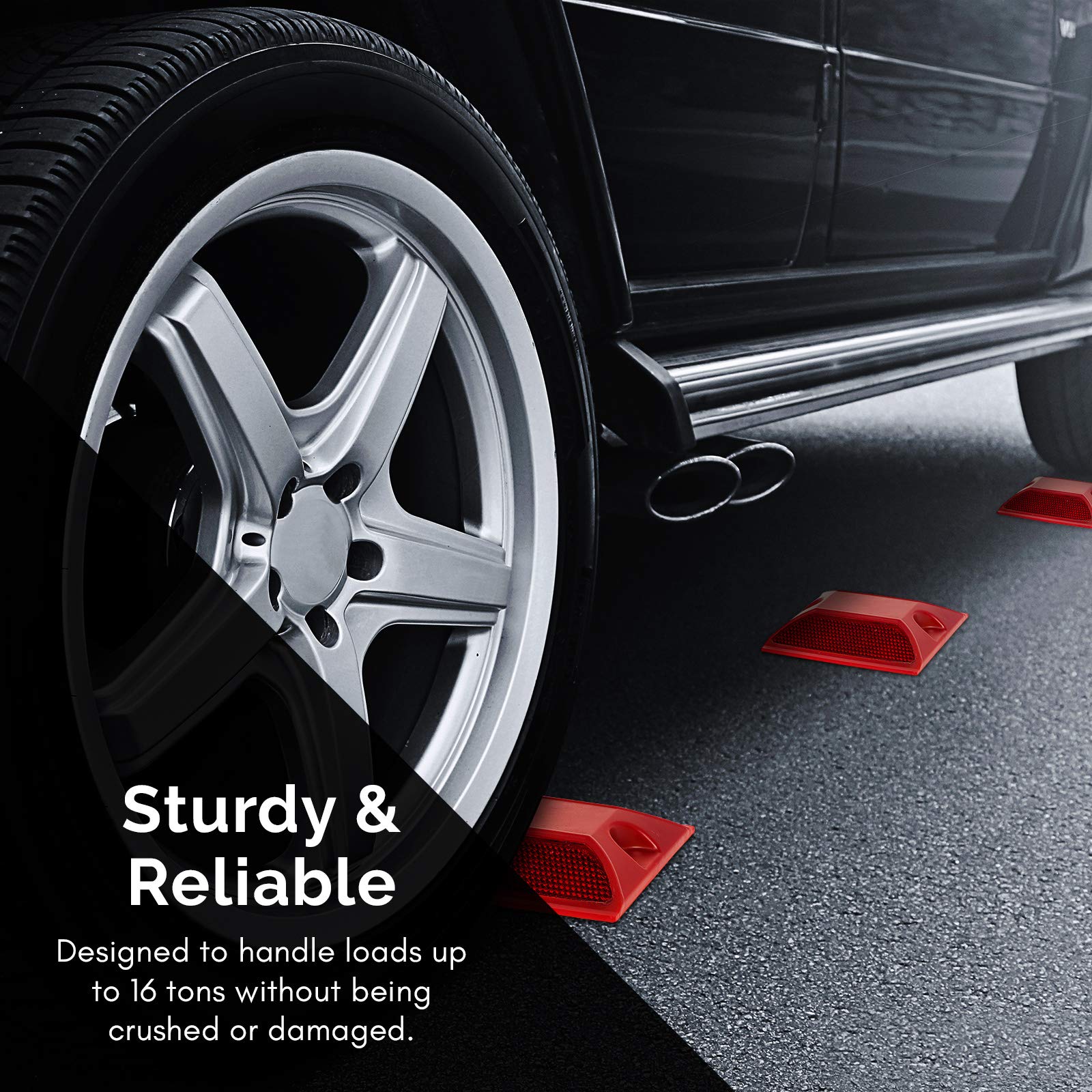 10 Pack Commercial Reflective Road Pavement Marker - Reflective Driveway Marker (Red)