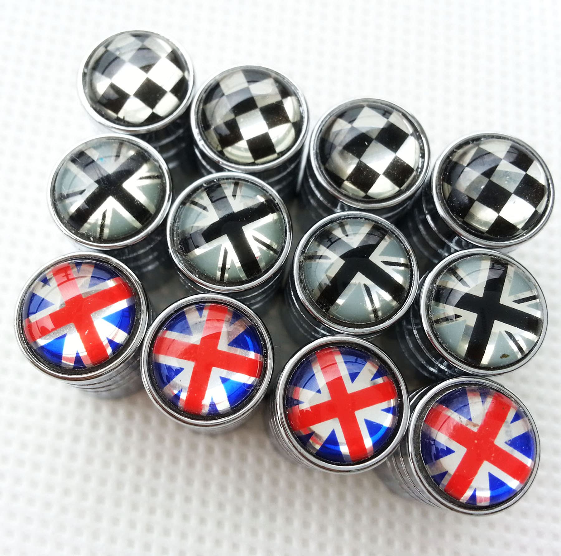 Zorratin Chrome Rim Wheel Valve Stem Cap Cover Screw with Black Jack Button for Mini Cooper r50 r53 r56 r56n f55 f56 r55 r52 r57