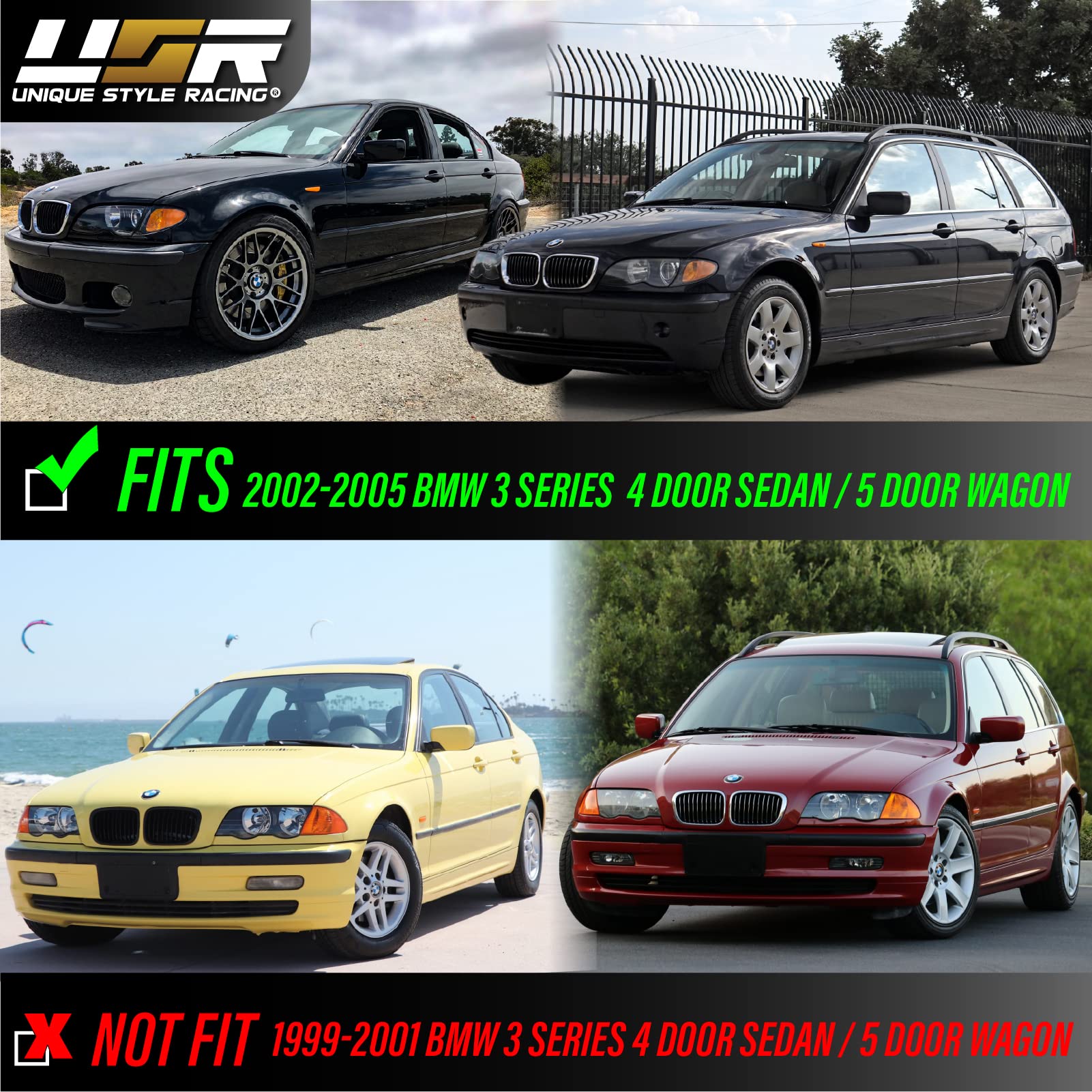 DEPO 02-05 E46 4D Cornering Lights - OE Euro Smoke Corner Turn Signal Lamps Set (Left + Right) Compatible with 2002-2005 BMW E46