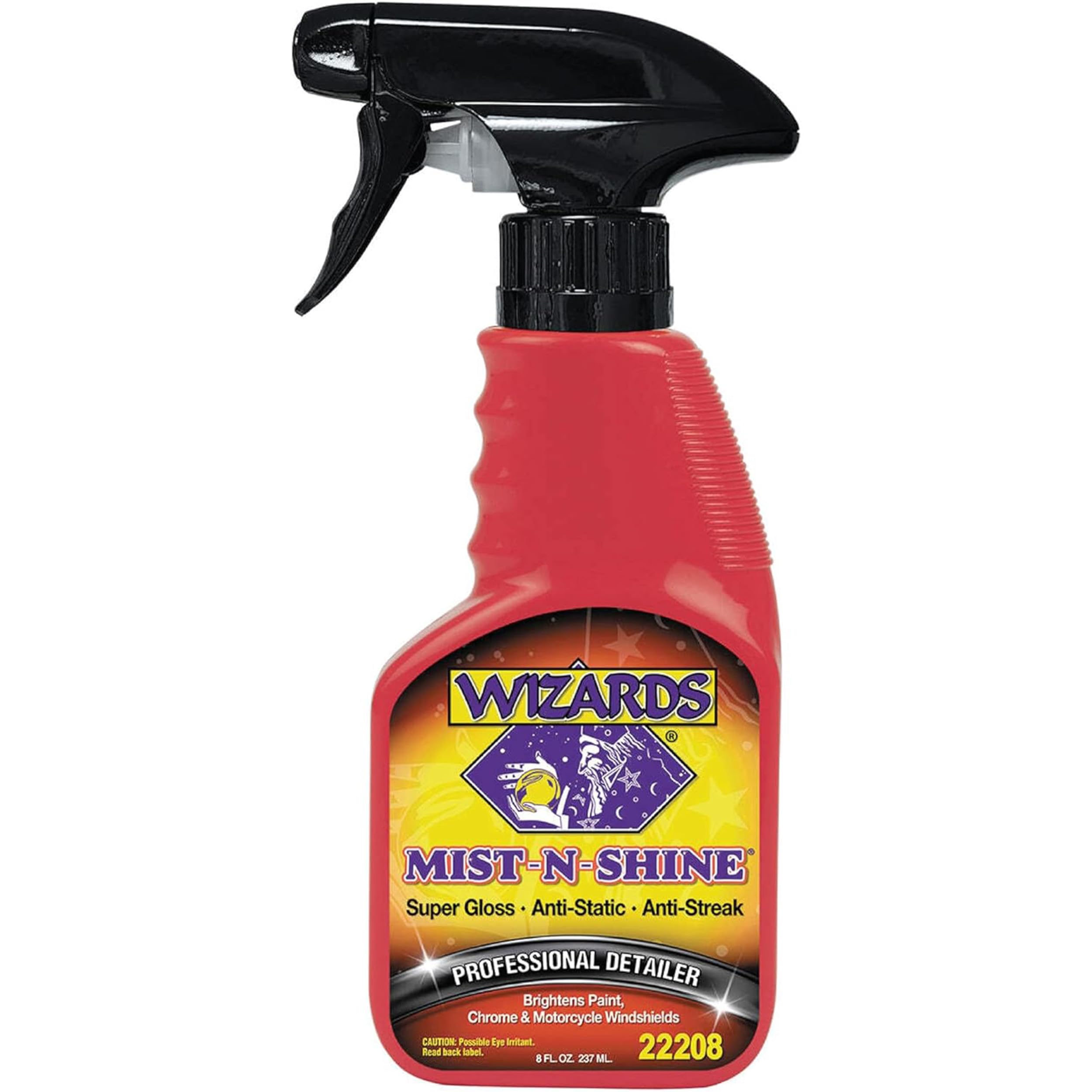 Wizards Mist-N-Shine Professional Detailer - Multi-Use Glass Cleaner For Vehicles - Adds Gloss To Paint, Chrome And Glass - 8 Oz Detail Spray - Made In Usa