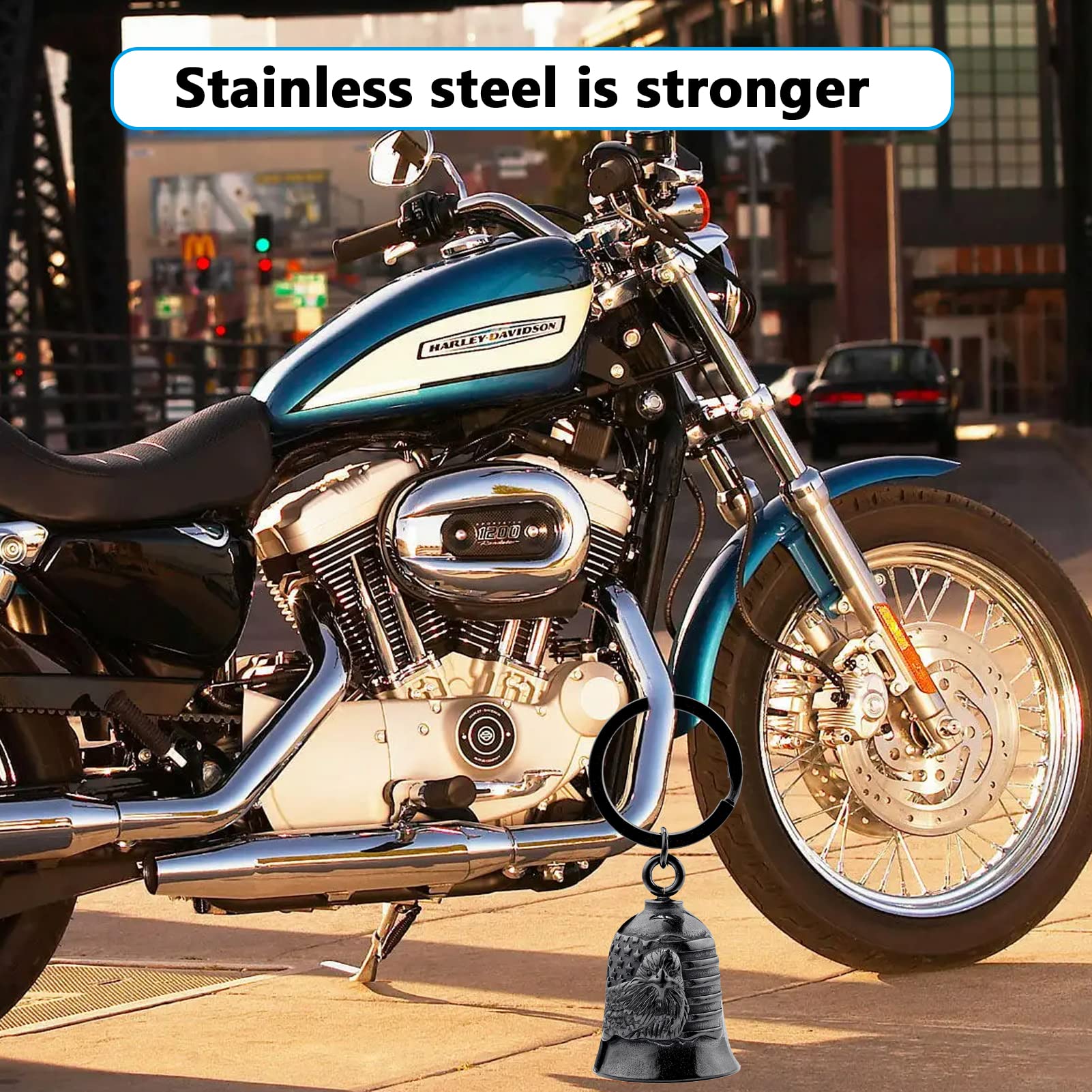 Motorcycle Bell - Motorcycle Bell For Men Women,Biker Bell Accessory,Helps You Chase Away Bad Luck During Your Travels (Flag Eagle)