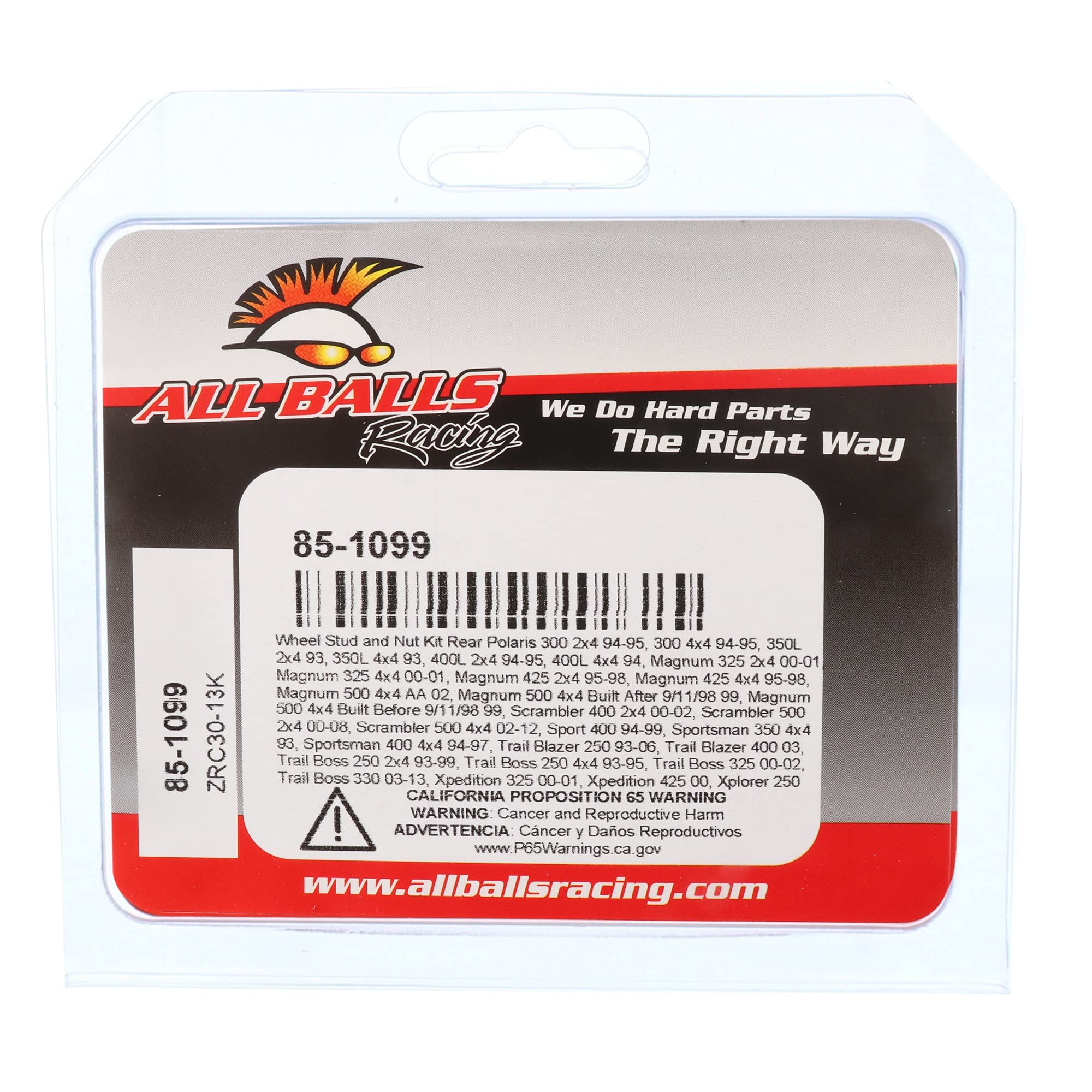 All Balls Racing 85-1099 Wheel Stud and Nut Kit Compatible with/Replacement For Polaris 300 2x4 1994-1995, 300 4x4 1994-1995, 35