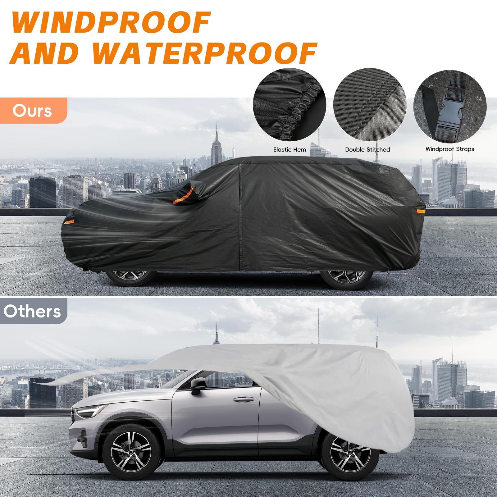 GUNHYI SUV Car Cover Waterproof All Weather for Automobiles, 7 Layers Heavy Duty Full Exterior Cover Universal Fit Subaru CrossT