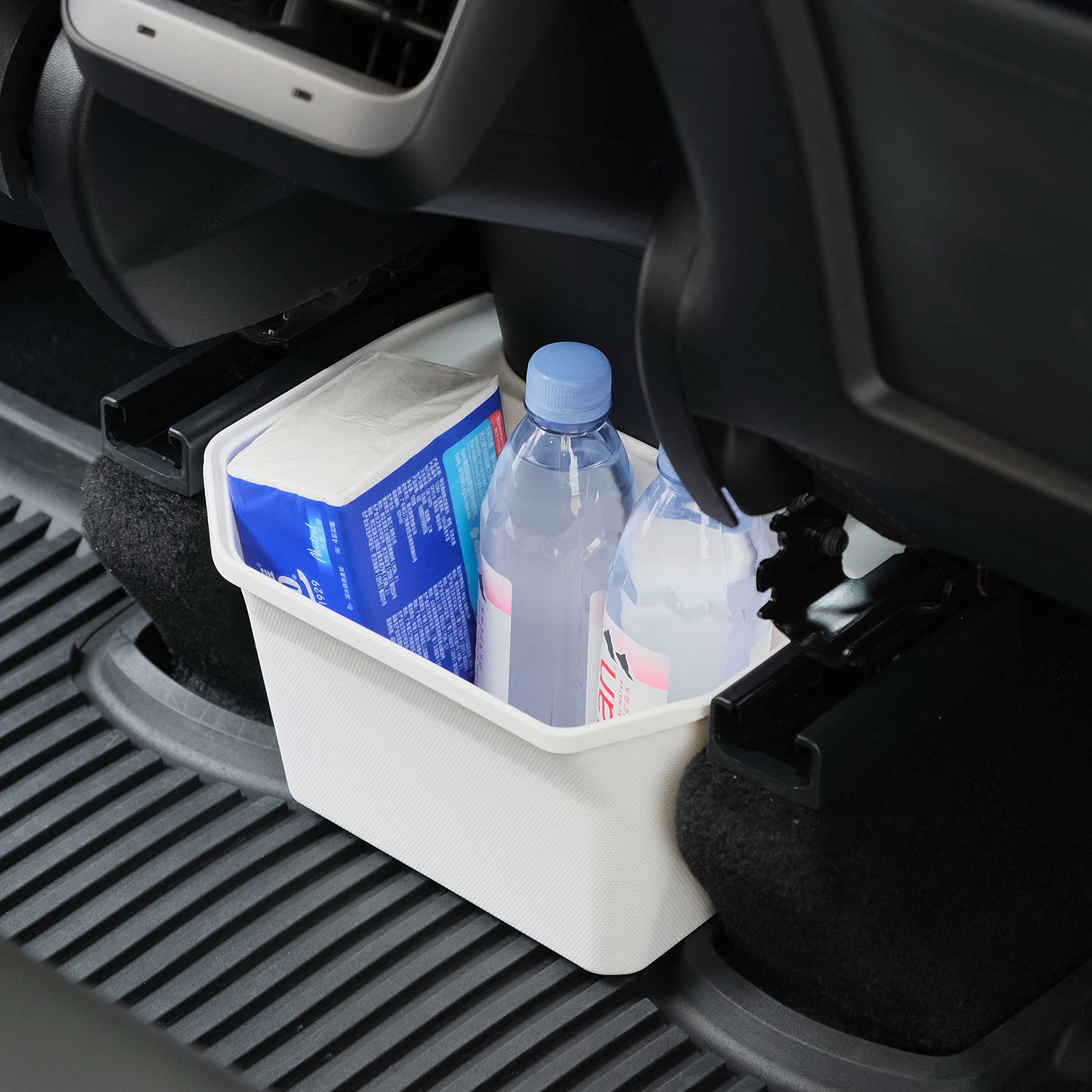 Jawjut Trash Can,Compatible With Tesla Model Y,Garbage Can Bin Accessories,Rear Center Console Storage Box Organizer,White