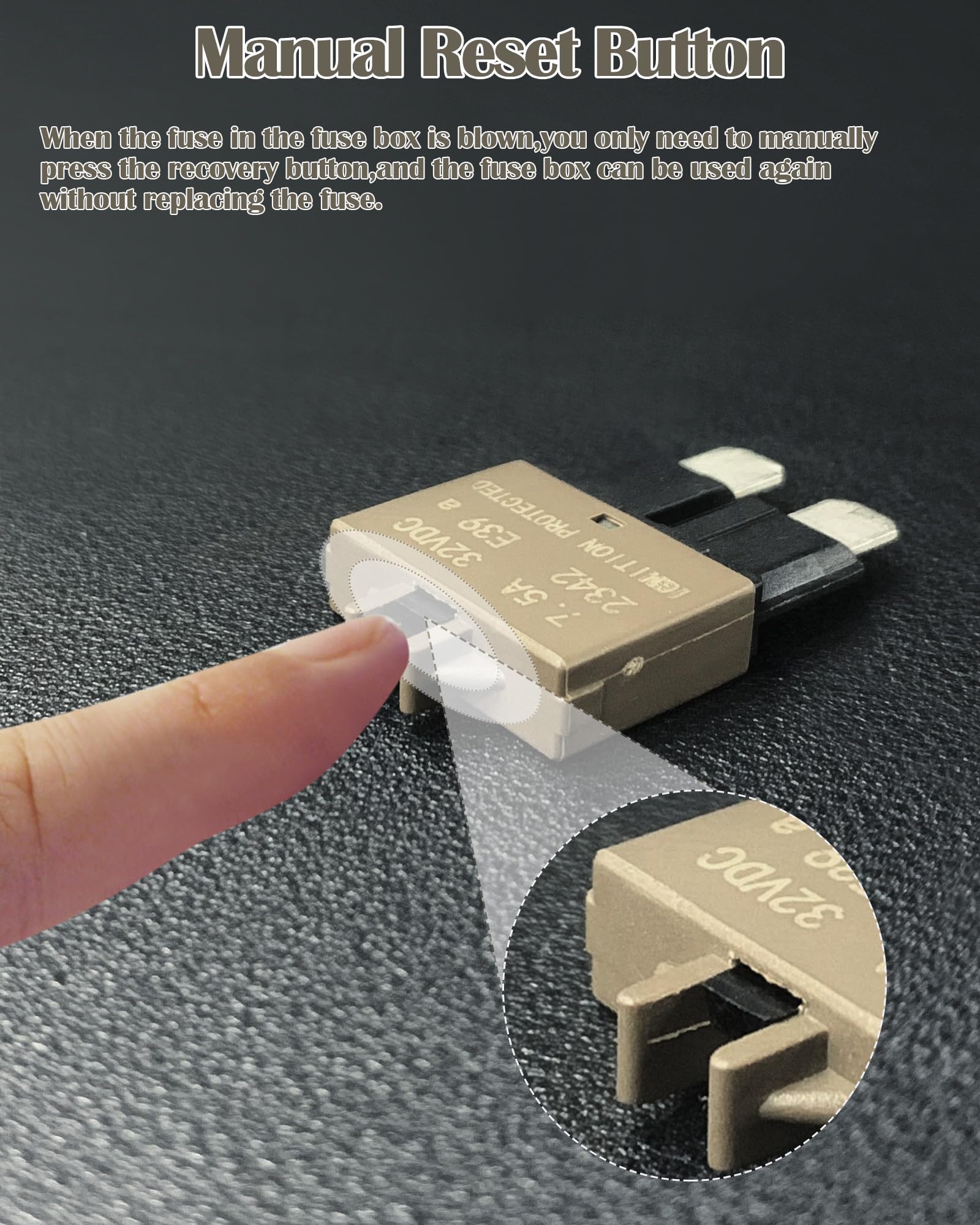 Automotive Resettable Standard 7.5A Fuse Ato Manual Reset Blade Fuses Circuit Breaker For Boat Truck Suv Car Motorcycle Dc 32V -