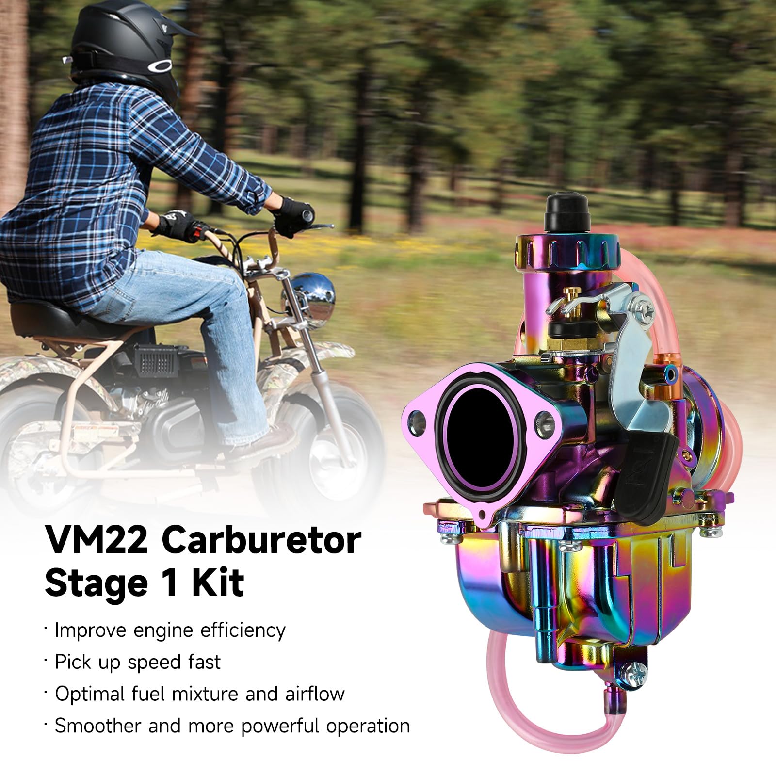 FVRITO VM22 Carburetor Carb Jet Kit for Predator 212cc 196cc Coleman CT200U BT200X Mini Bike KT196 Go Kart Baja MB165 MB200 GX16