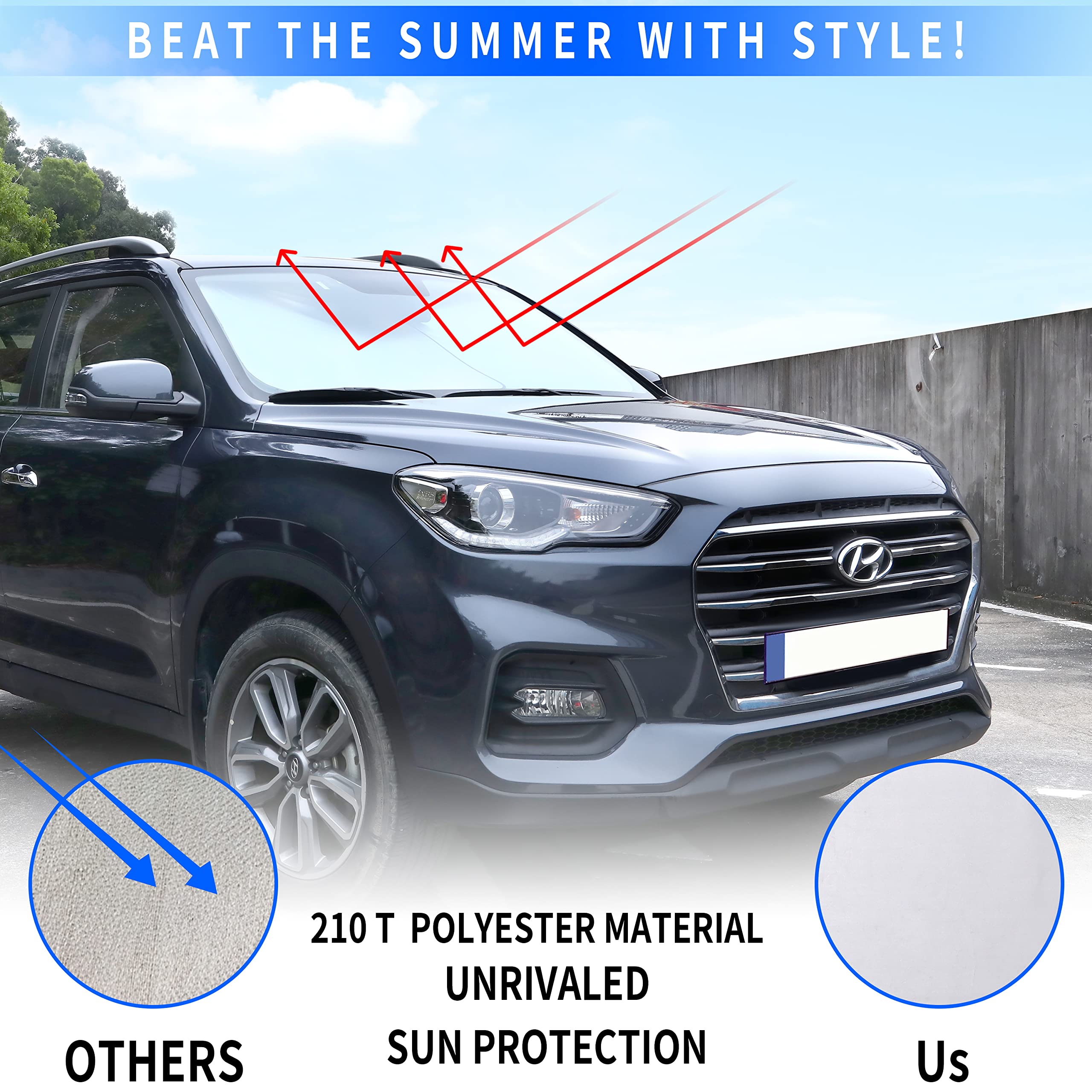 Windshield Sun Shade - 2 Piece Car Sun Shade Windshield, Foldable Car Shade Front Windshield With Reflective Fabric Blocks Sun And Keeps Your Vehicle Cool, For Most Sedans Suv And Trucks - Medium
