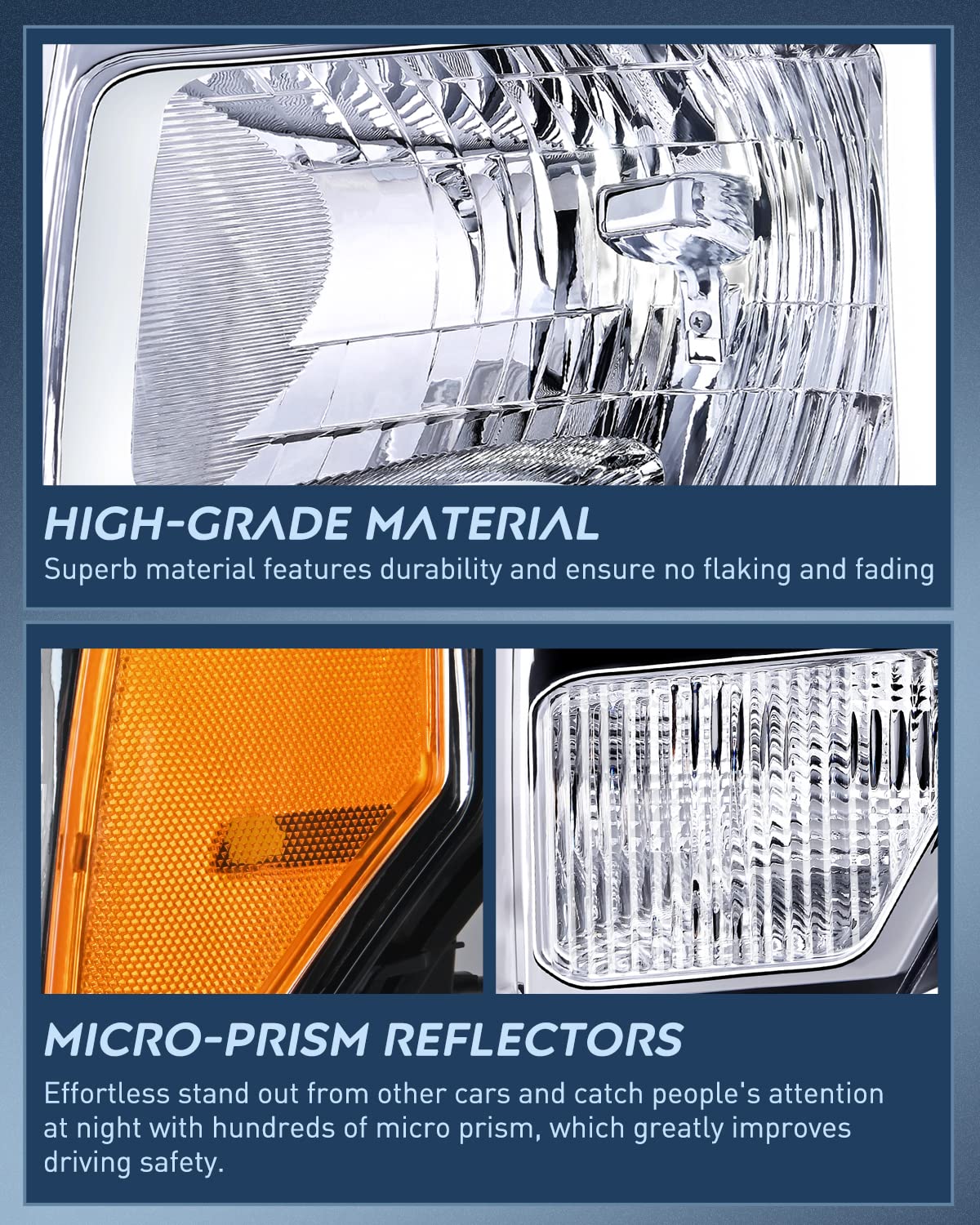 Nilight 2009 2010 2011 2012 2013 2014 F150 Headlight Assembly Chrome Housing Amber Corner Clear Lens Headlamp Replacement Driver