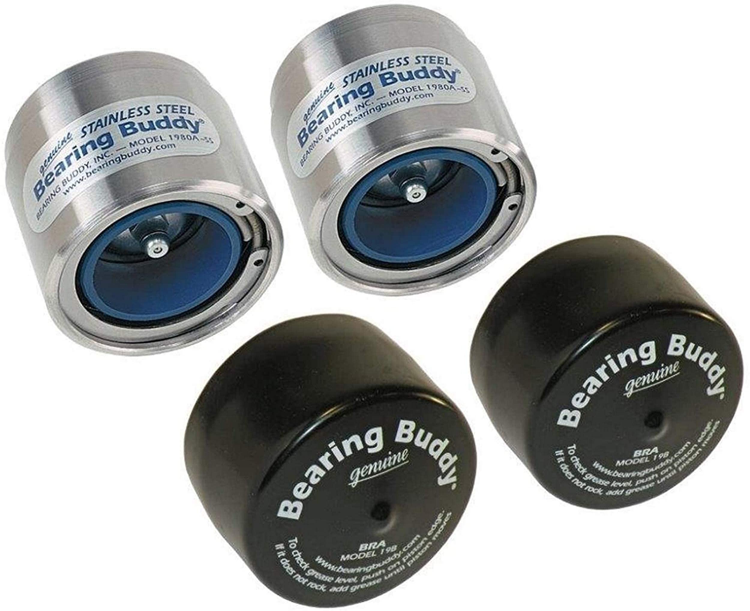 Bearing Buddy (2) 1.980'' Stainless Steel With Protective Bra & Blue Auto Check Feature For Boat Trailer Wheel Center Caps 1980A