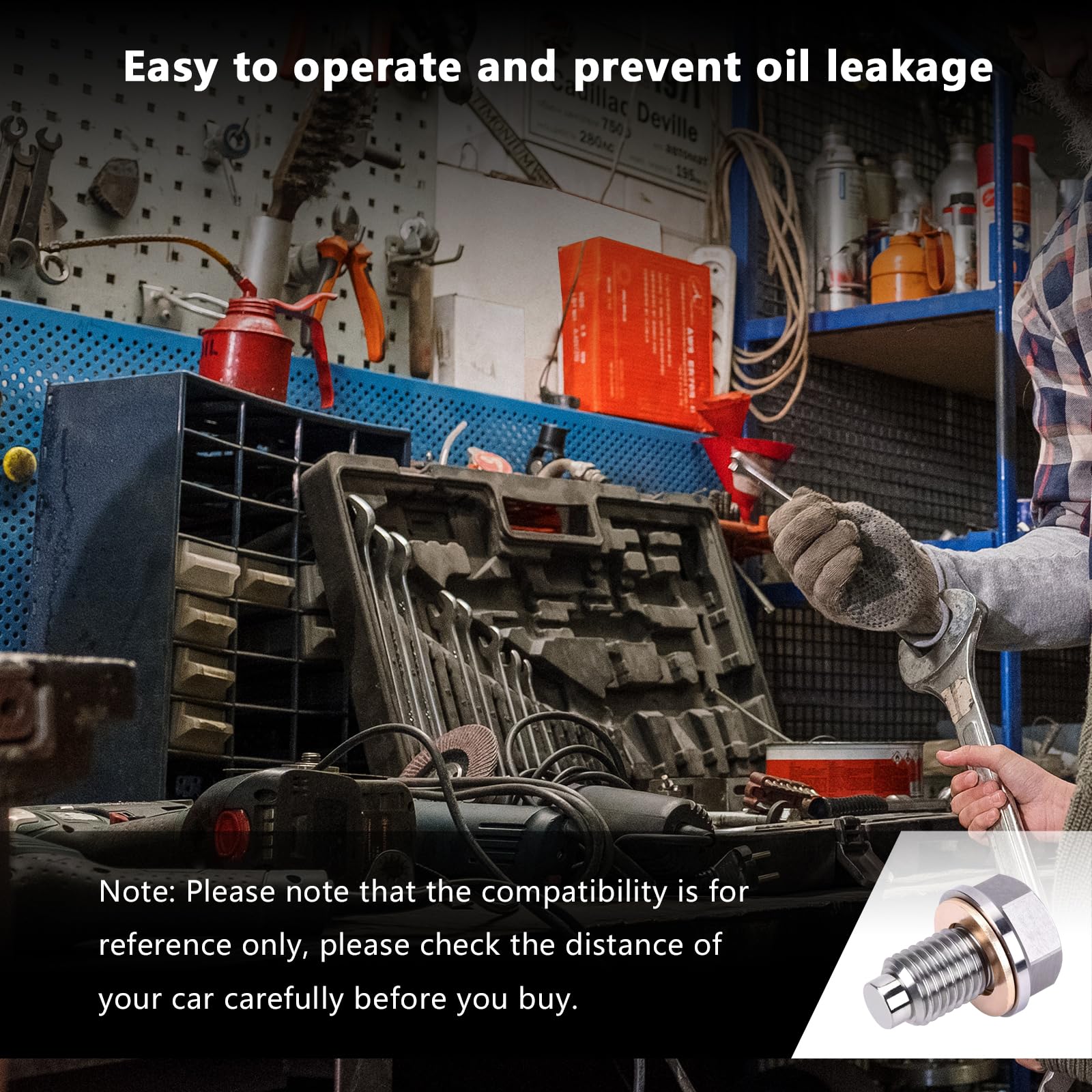 Kewucn Magnetic Oil Drain Plug, M14×1.5 Stainless Steel Oil Drain Plug With 5 Pcs Copper Crush Washer, Aluminum Craft With Red Copper Washer Gaskets, Universal Replacement For Most Car