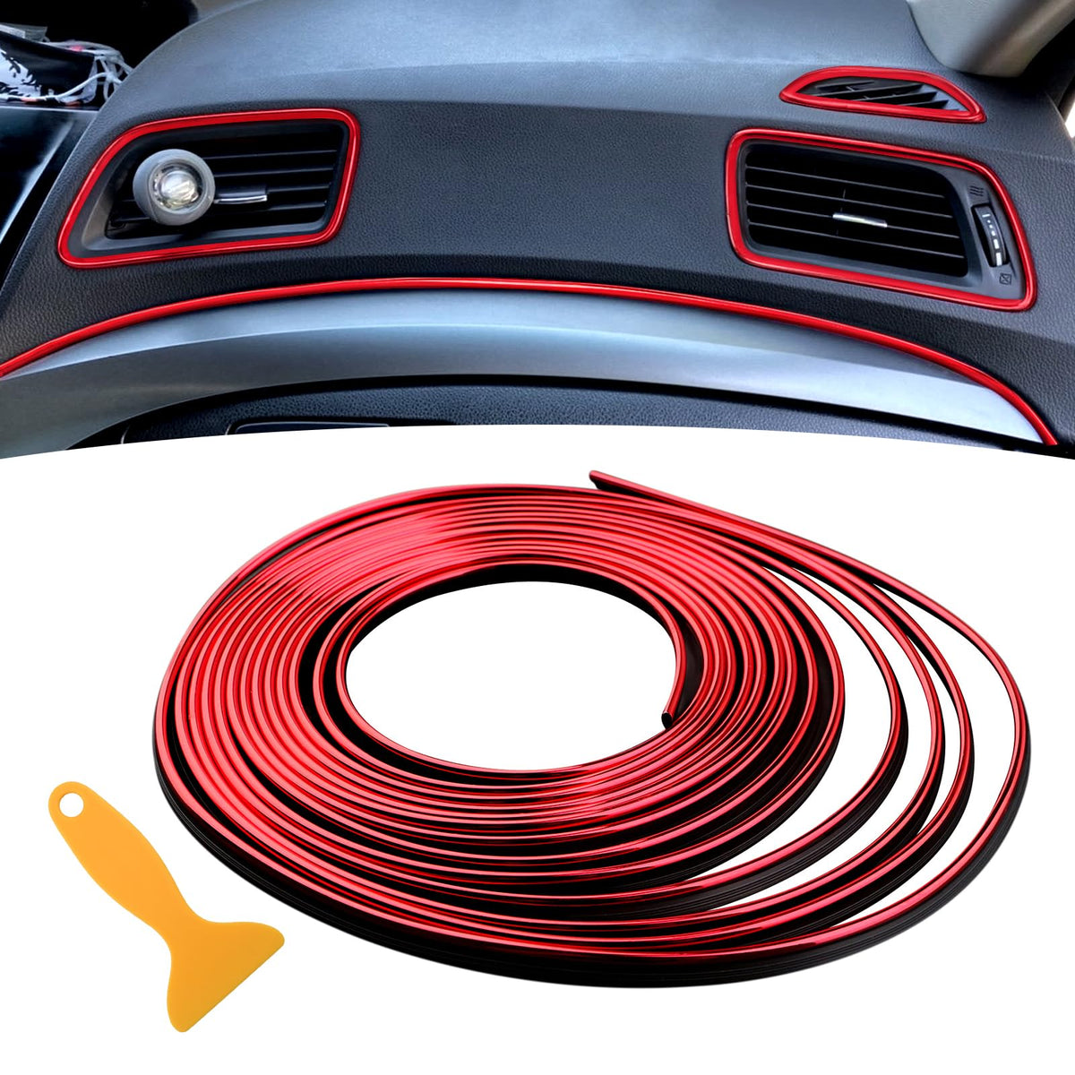 Spurtar Red Aesthetic Interior Car Accessories for Women Men Car Mods Trim Strip WBCARB077K3GZPY