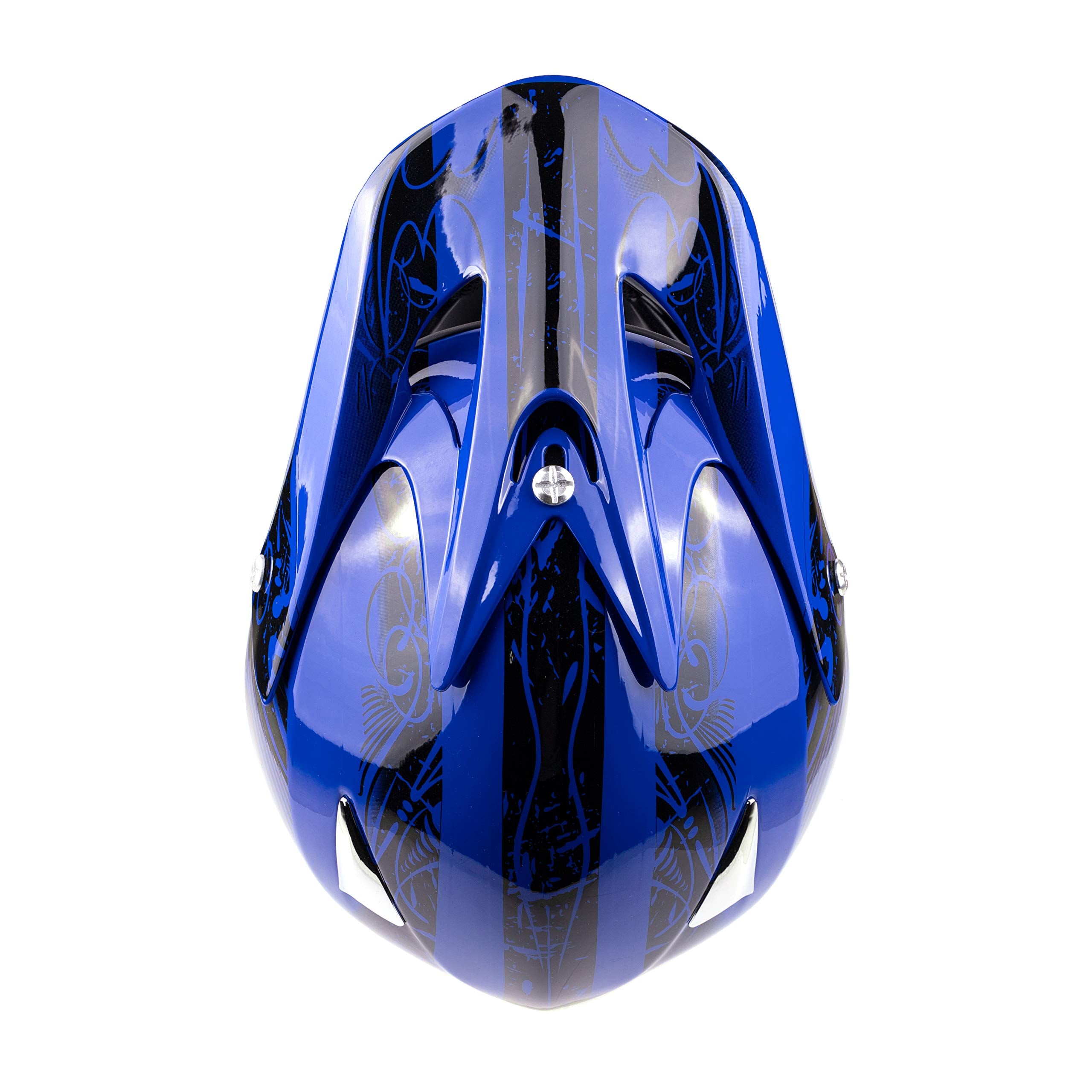 Typhoon Adult Atv Mx Helmet Goggles Gloves Gear Combo Blue ( Small )