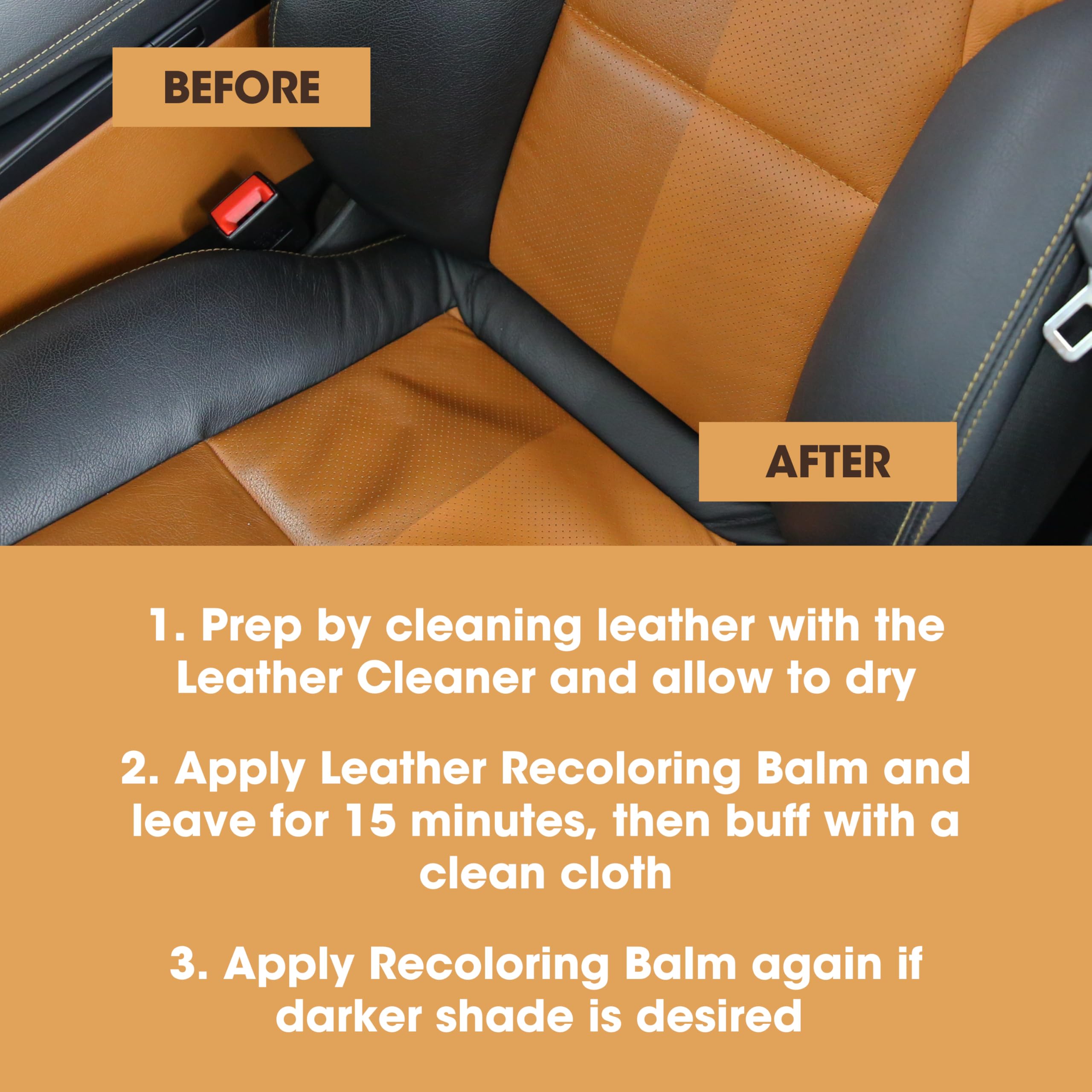 Furniture Clinic Leather Easy Restoration Kit | Includes Leather Recoloring Balm & Leather Cleaner, Sponge & Cloth | Restore & R