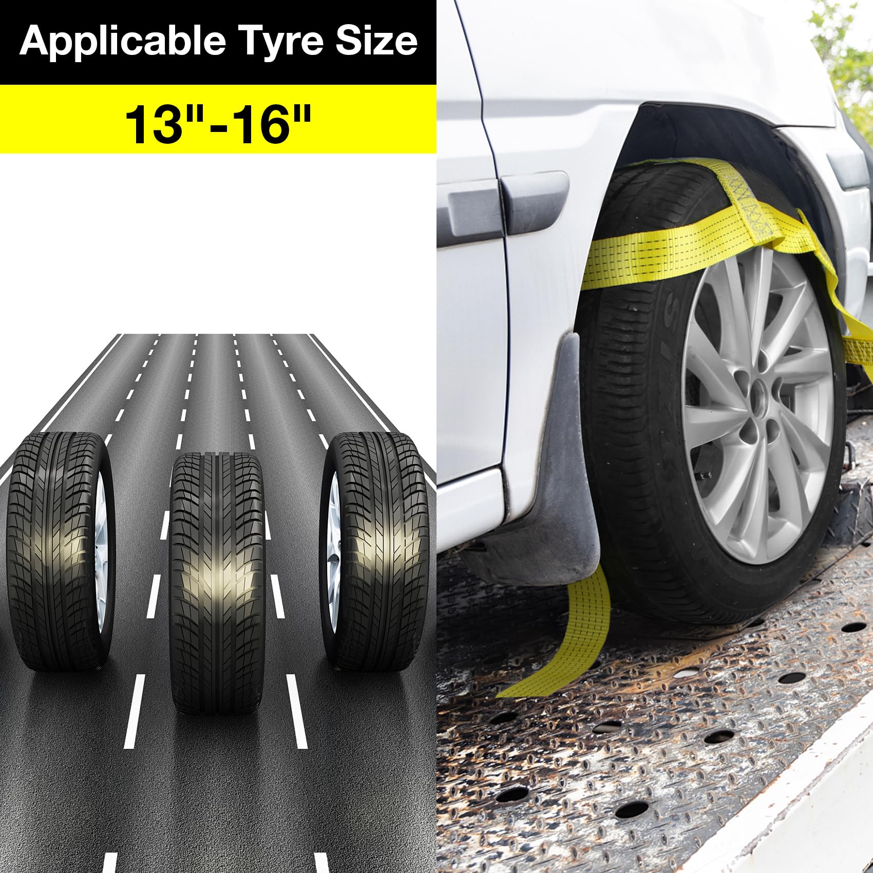 Sumpluct Tow Dolly Basket Straps With Flat Hooks Fits 14'' 15'' 16'' Car Auto Hauler Wheel For A Car Trailer,Suv,Utv,Atv Transpo