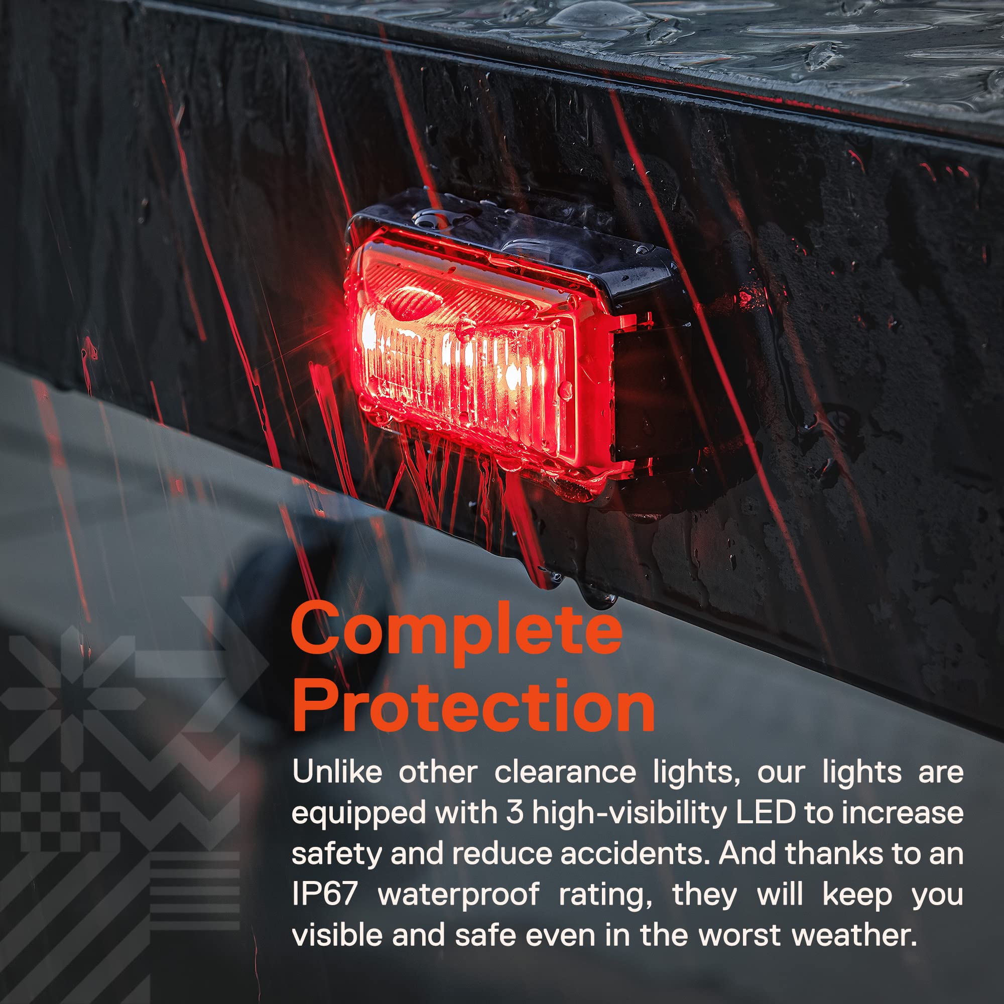 True Mods 4Pc 2.5'' Red Led Trailer Marker Light W/Black Bezel [Dot Fmvss 108] [Sae P2Pc] [Surface Mount] [Waterproof Ip67] Side