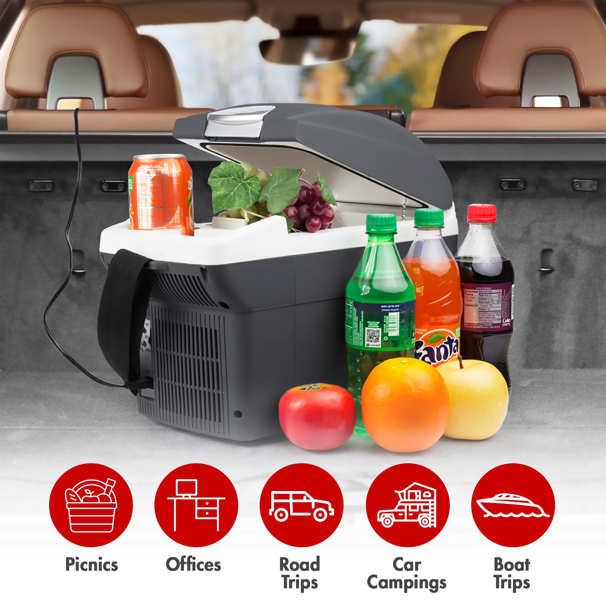 Wagan EL6206 12V 6 Quart Personal Thermoelectric, 6 Liter Capacity, Portable Electric Cooler Warmer with 12/24V DC, Small Fridge