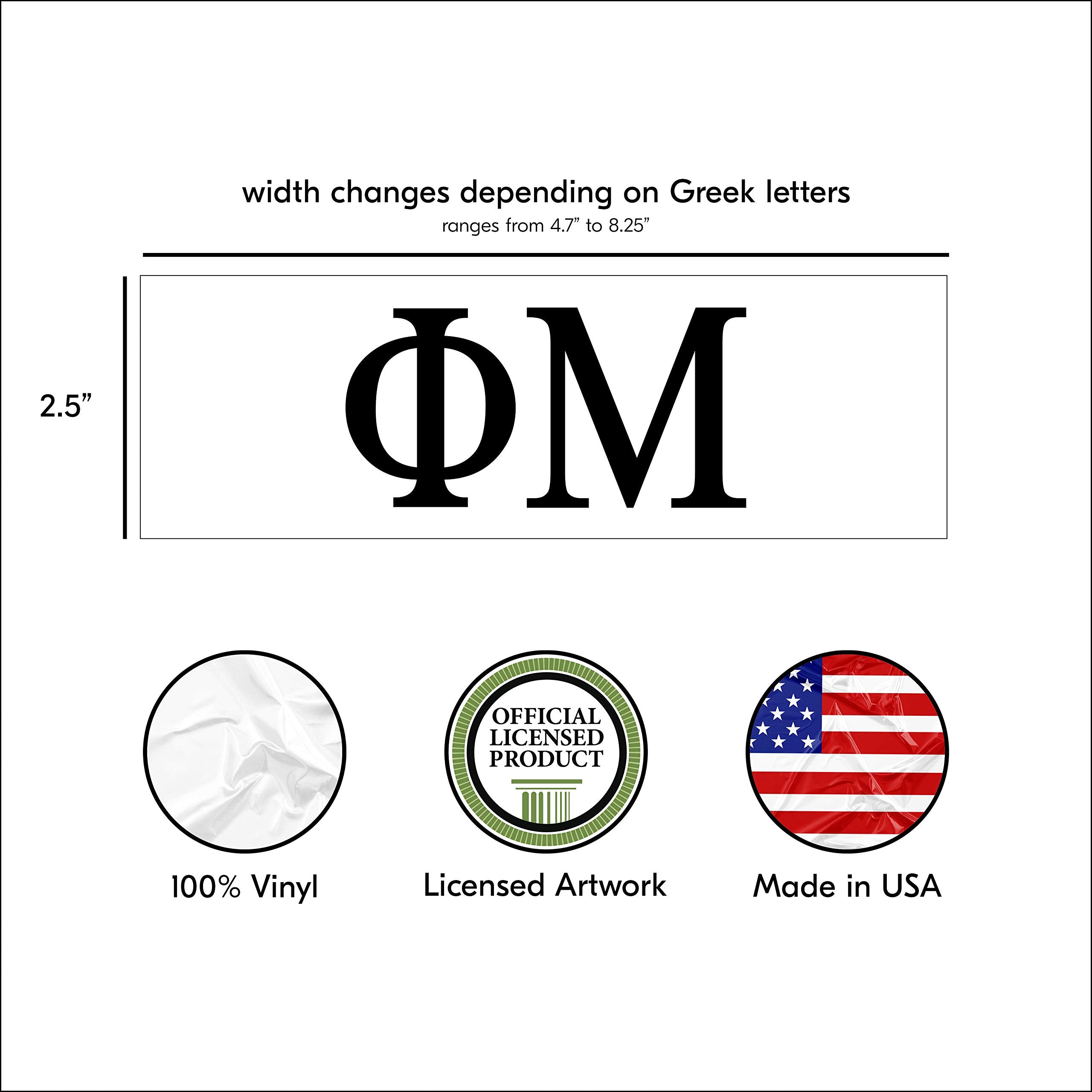 Pro-Graphx Phi Mu Greek Sorority Sticker Decal, 2.5 Inches Tall, Black