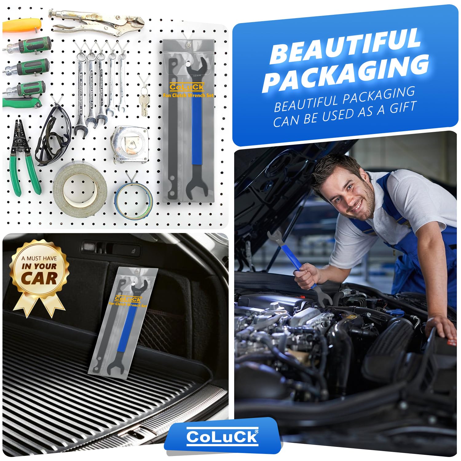 32Mm & 36Mm Fan Clutch Wrench Set,Water Pump Pulley Holder Removal Tool For Bmw, Ford, Gm, Dodge,Chevrolet,Jeep Fan Clutch Remov