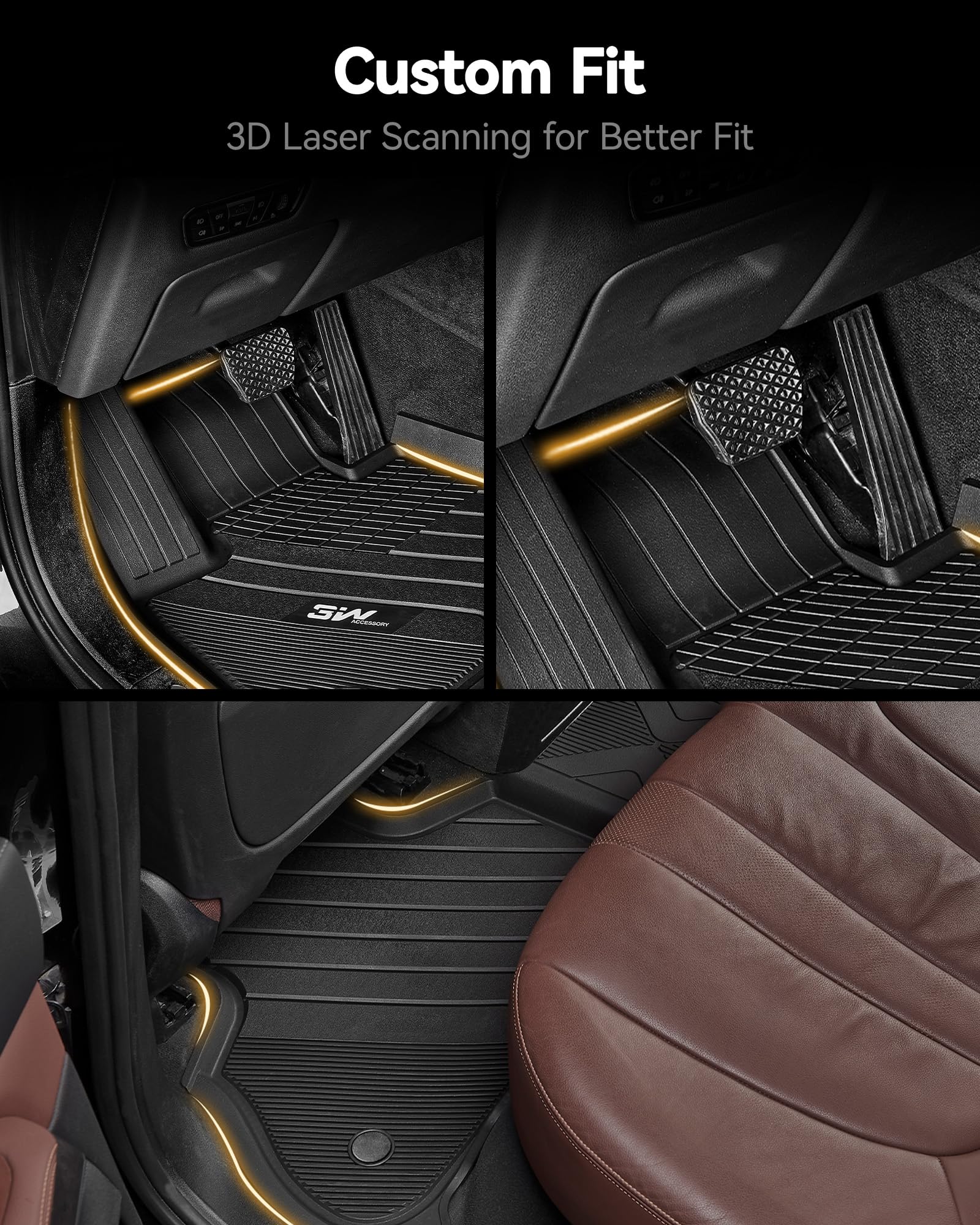 3W Floor Mats Compatible For Bmw X5 2019-2024 2025, Tpe All Weather Custom Fit Floor Liner For Bmw X5 40I 50I 45E M50Im 1St&2Nd
