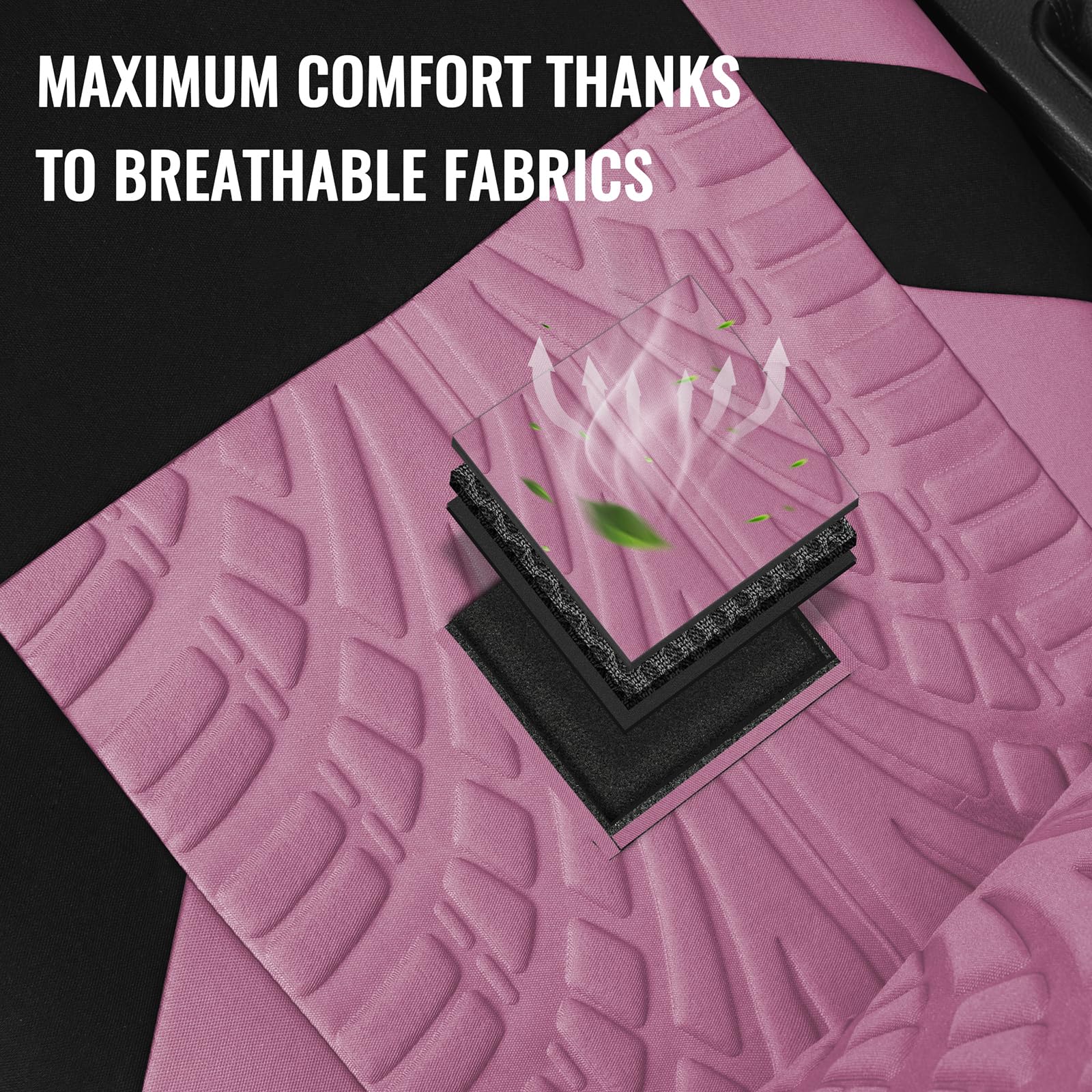 Autoyouth Pink Sport Seat Covers, 4Mm Composite Sponge, Airbag Compatible, Universal For Cars, Suvs, Trucks, Vans - Full Set, Pi