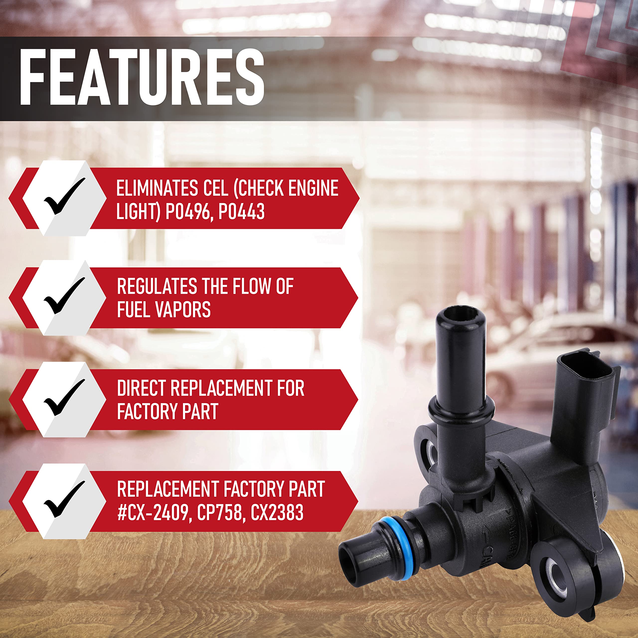 Vapor Canister Purge Valve - Replaces Cx-2409, Au5Z9C915B, Au5Z-9C915-B, 911-222 - Compatible With Ford, Mazda, Lincoln, Mercury