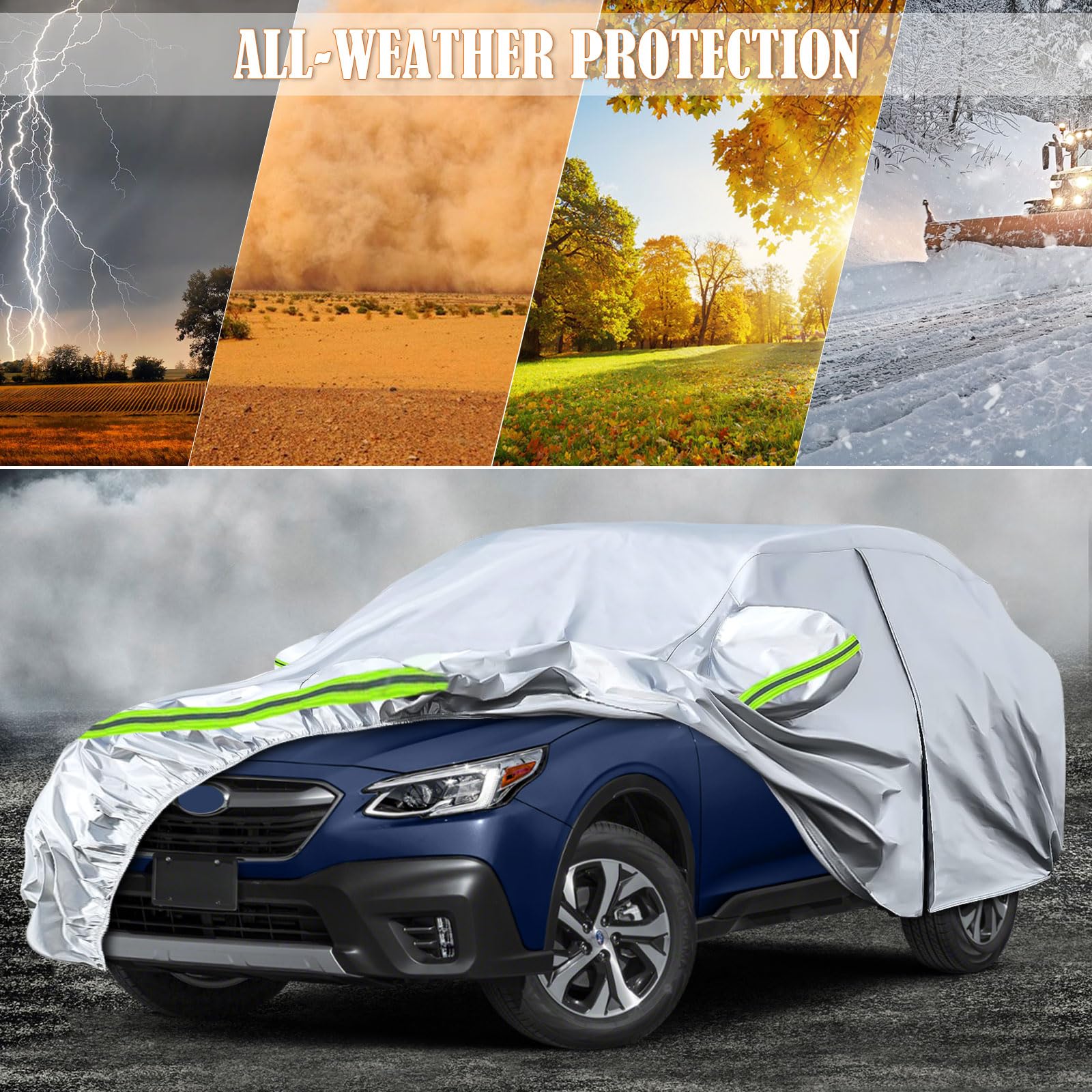Waterproof Car Covers Replace For 2004-2025 Subaru Outback, 6 Layers All Weather Custom-Fit Car Cover With Zipper Door & Windpro