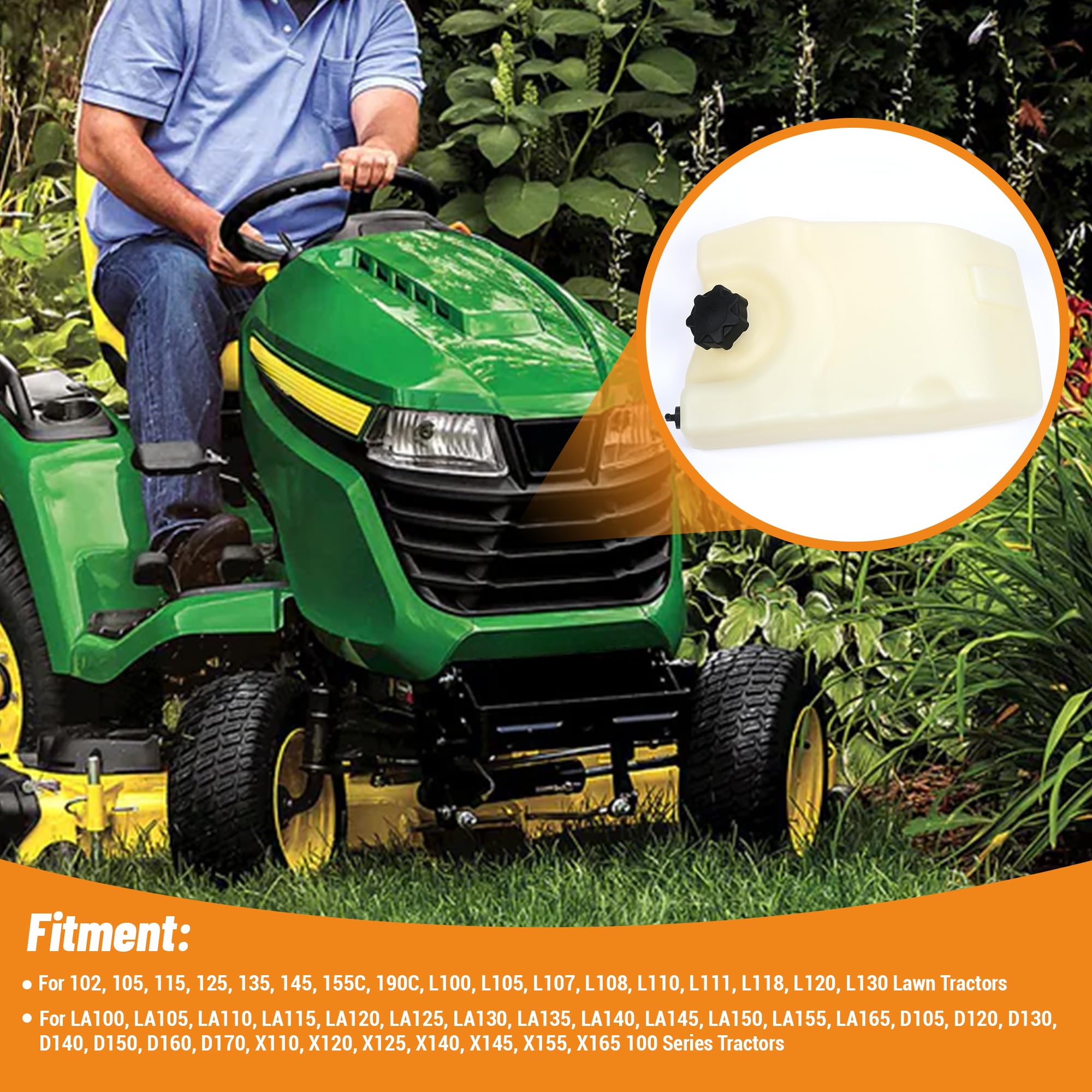 Fuel Gas Tank for John Deere Scotts Sabre L100 L110 L120 L130 L105 L118 L111 L108 GY21876 GY21102 GY20894