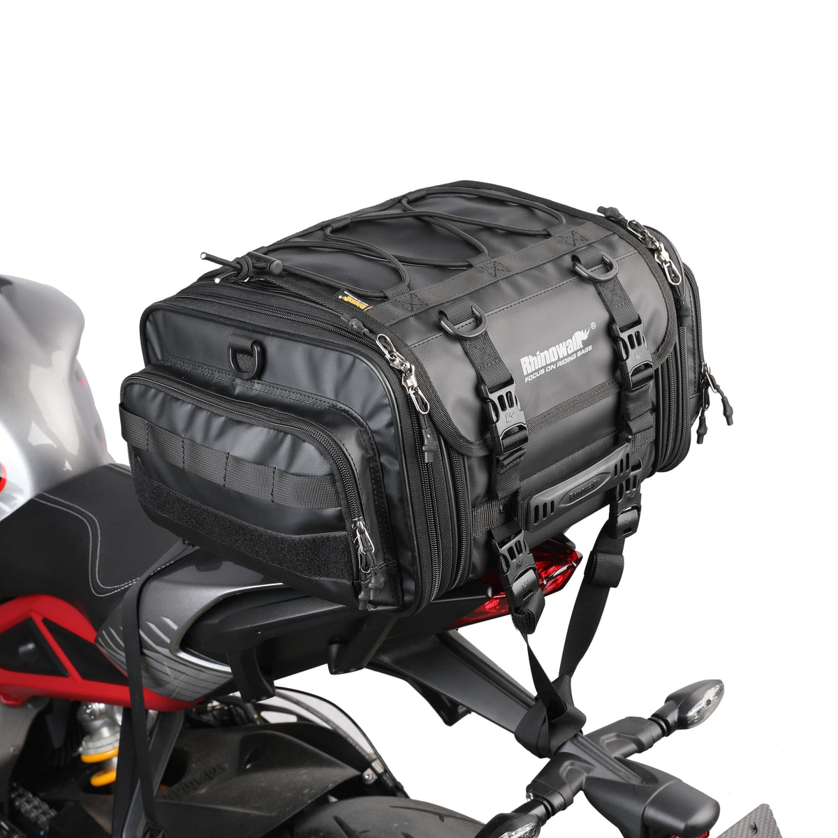 HUNTVP 19-26L Motorcycle Seat Bag Motorcycle Tail Bag Shoulder Bag Travel Luggage Bags Motorbike Rear Tack Truck Bag Storage Bag