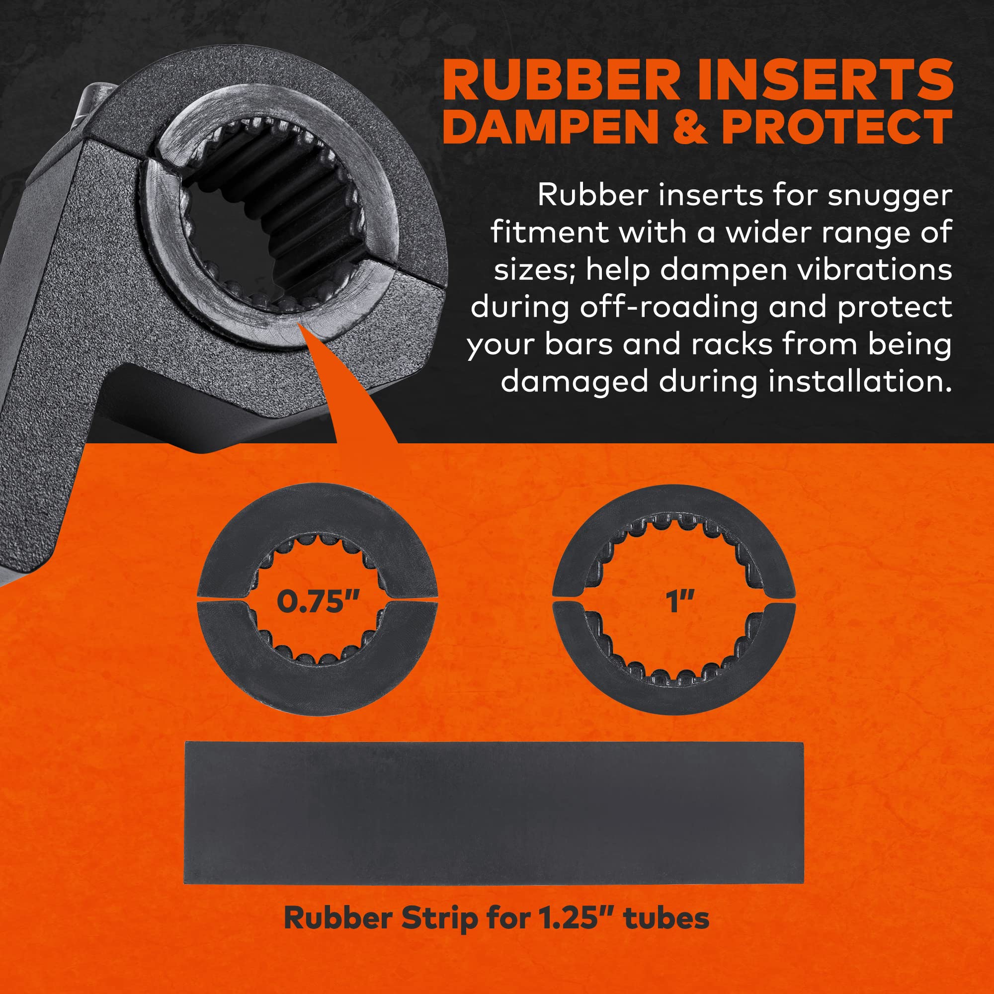 LAMPHUS Off-Road ATV UTV Light Bar Mounts - 2 Pack Aluminum Clamp Kits for 0.75/1/1.25 Bars, Black Bull Bar Roll Cage Cl