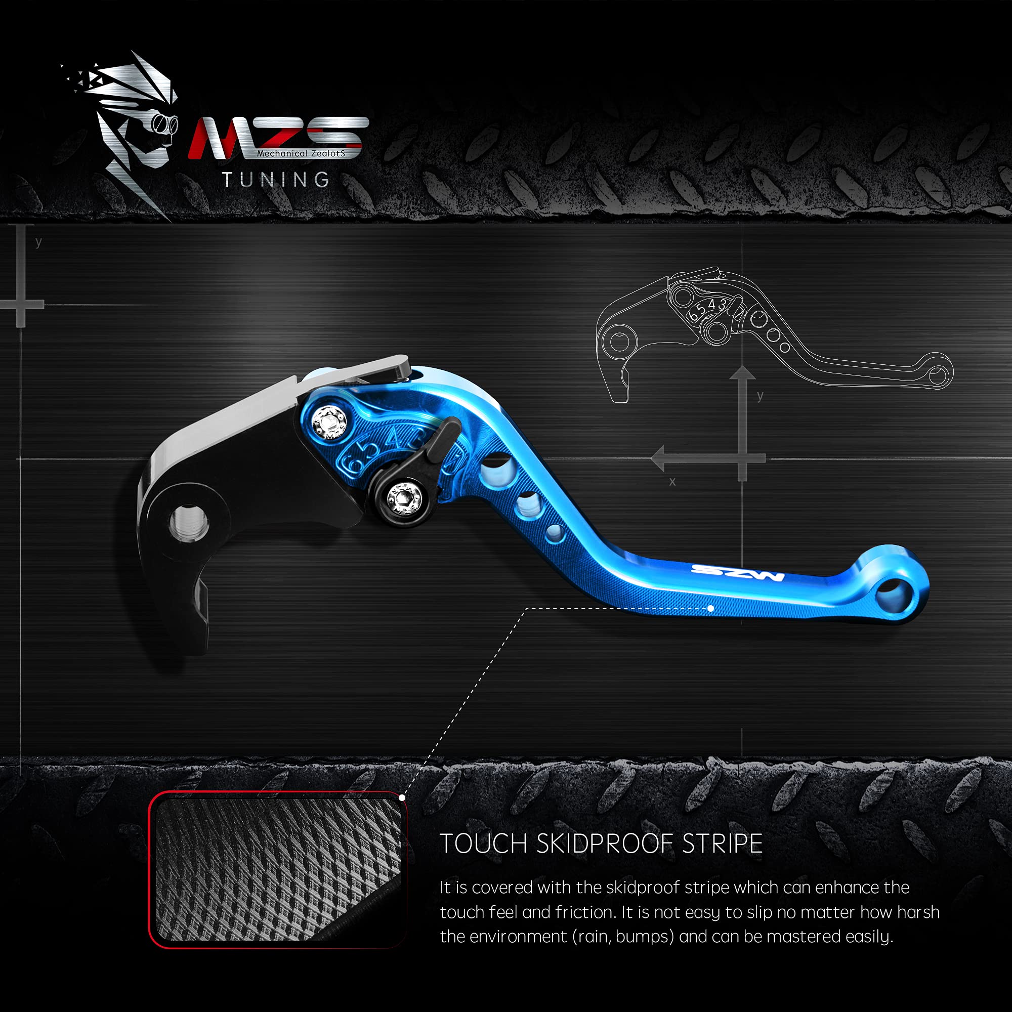Mzs Blue Motorcycle Brake Clutch Levers Short Adjustable Cnc Compatible With Z900 17-24 / Z650 Z650Rs Ex650 Er6F 17-25 / Vulcan