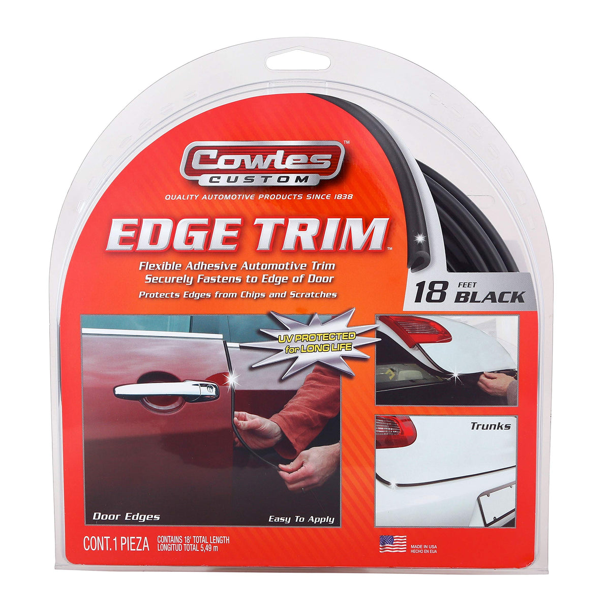 Cowles - Superior 18ft Black U-Channel Edge Guard Trim, Rubber Bumper Protector Accessory, Door Guard for Cars, Trucks, SUVs, AT