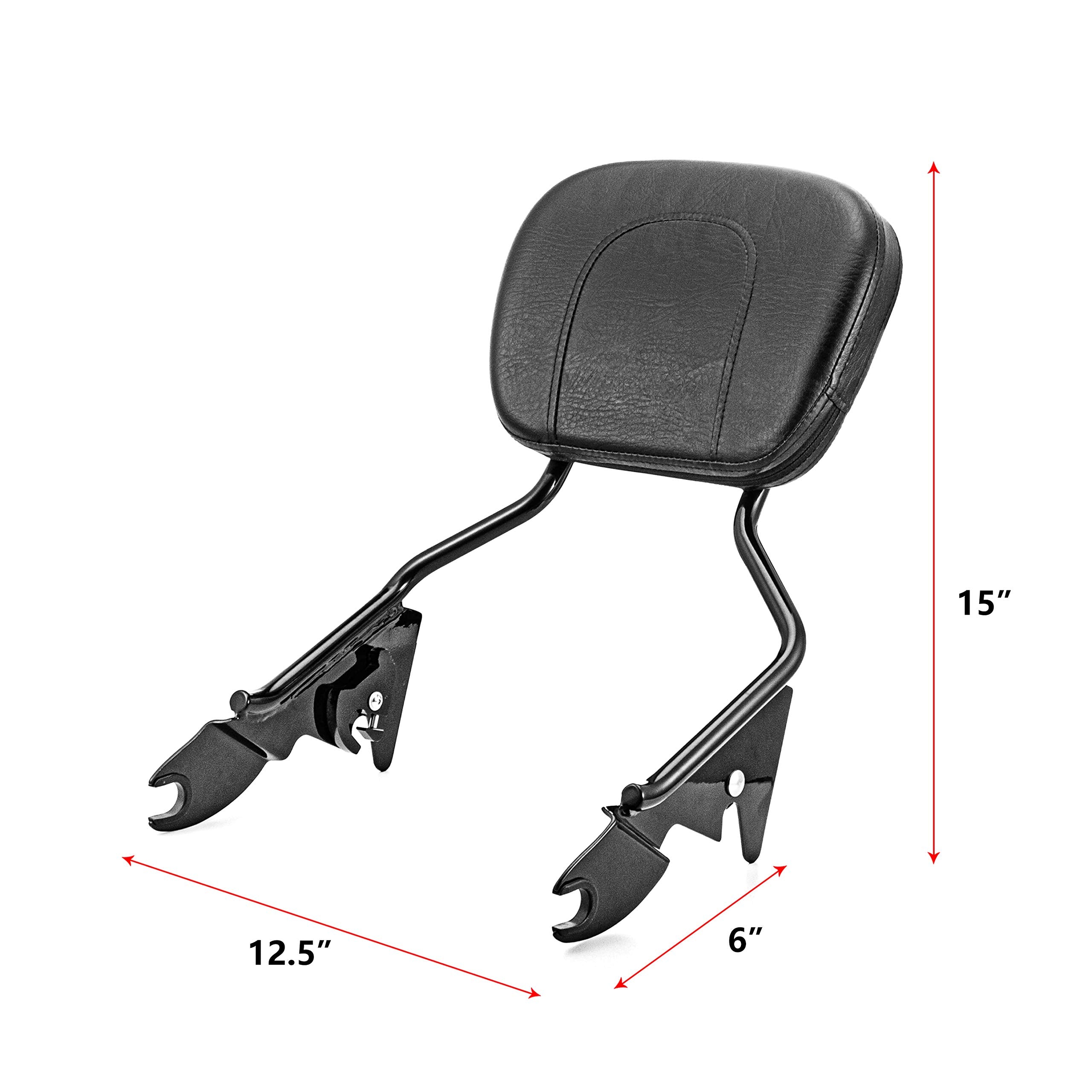 Mofun Street Glide Sissy Bar Detachable Passenger Backrest Pad Compatible With Harley Touring Road Glide Road King Electra Glide 2009-2024 Gloss Black