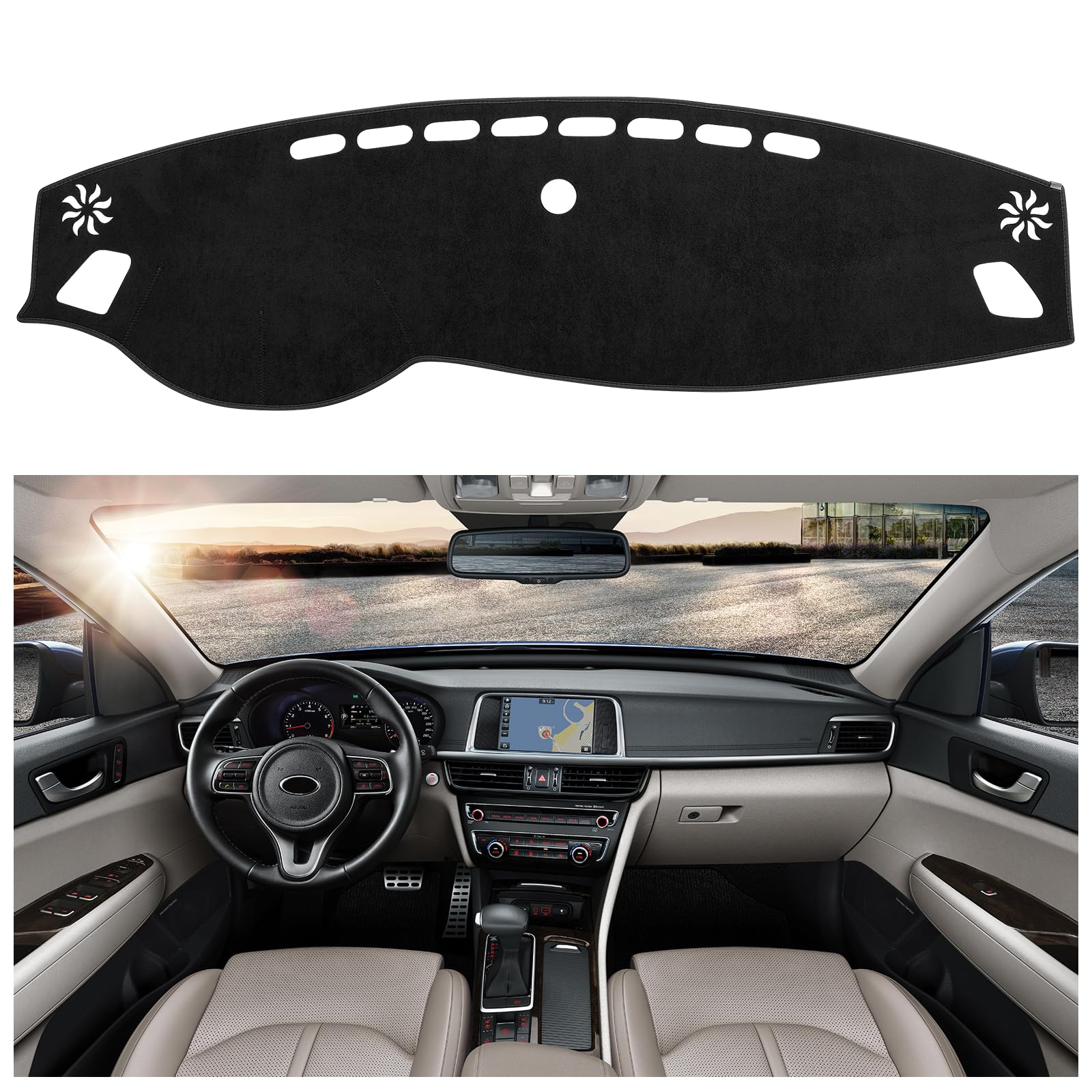 Speedwow Dashboard Dash Boa Rd Cover Mat Carpet Compatible For 2016-2020 Kia Optima Dashboard Mat Covers Internal Accessories Bl