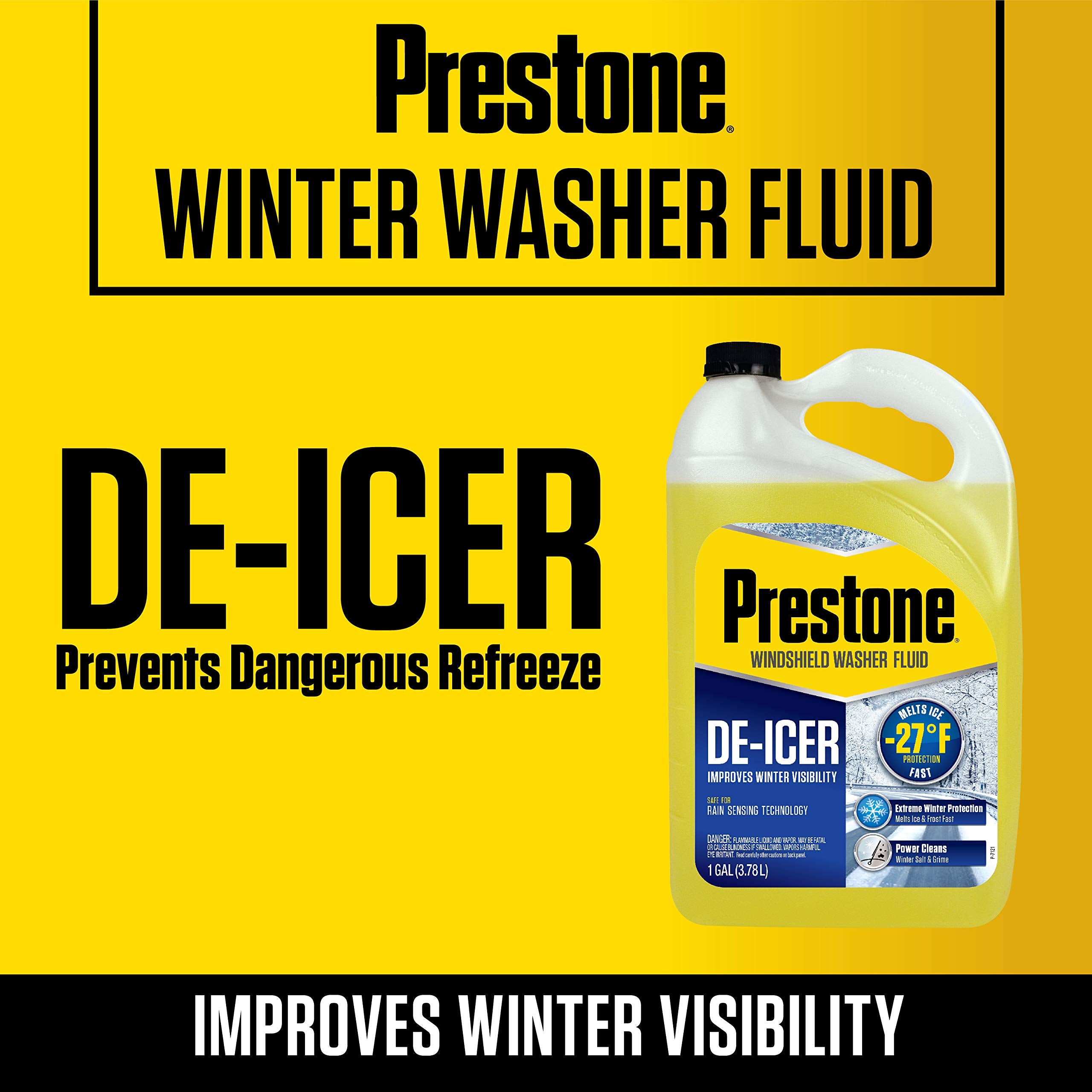 Prestone As250-6Pk De-Icer Windshield Washer Fluid - 1 Gallon, (Pack Of 6)