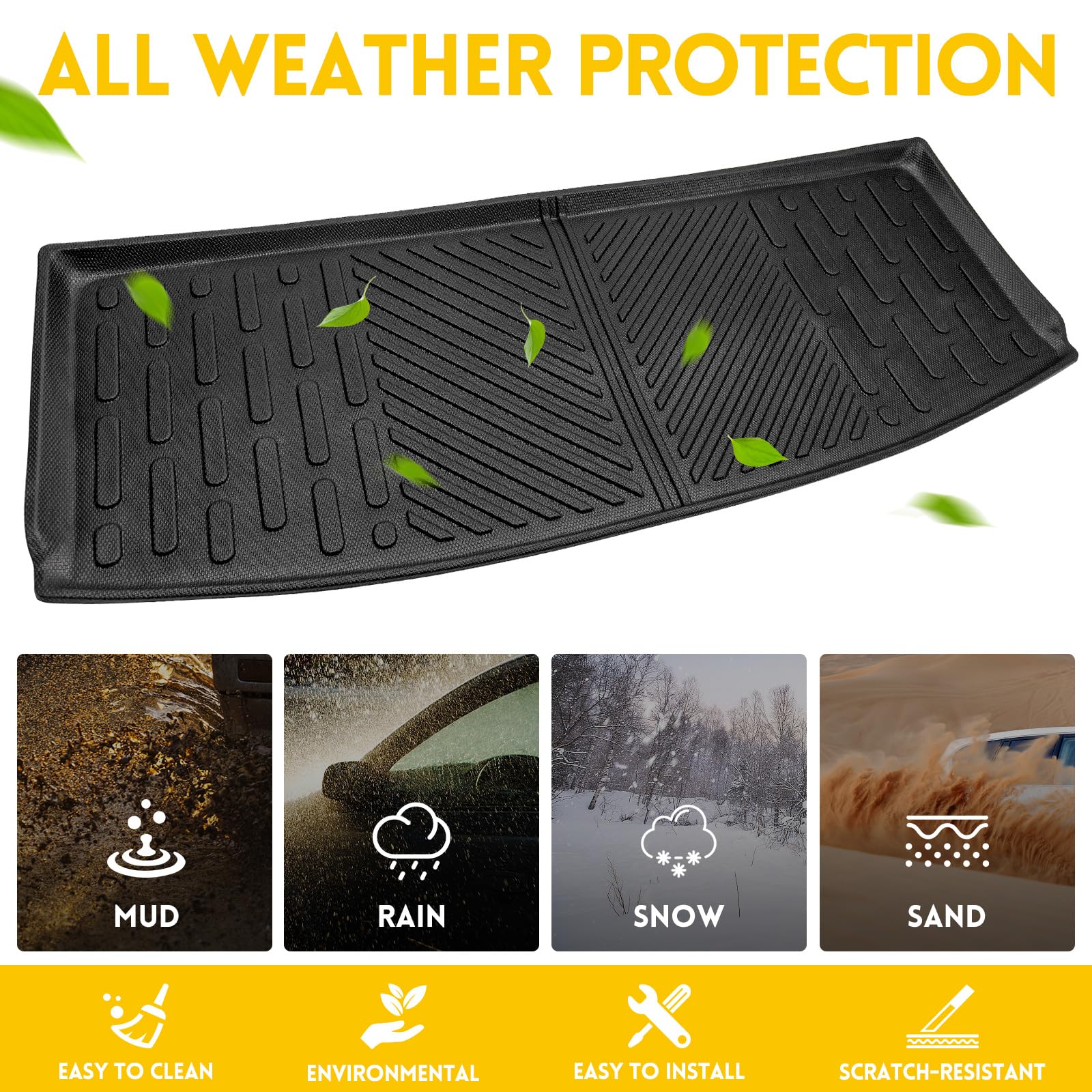 Jtyzsm Rear Cargo Mat For 2020-2023 Ford Explorer 6&7 Seats All Weather Tpe Anti-Slip Trunk Mat Cargo Liner For 2020 2021 2022 2