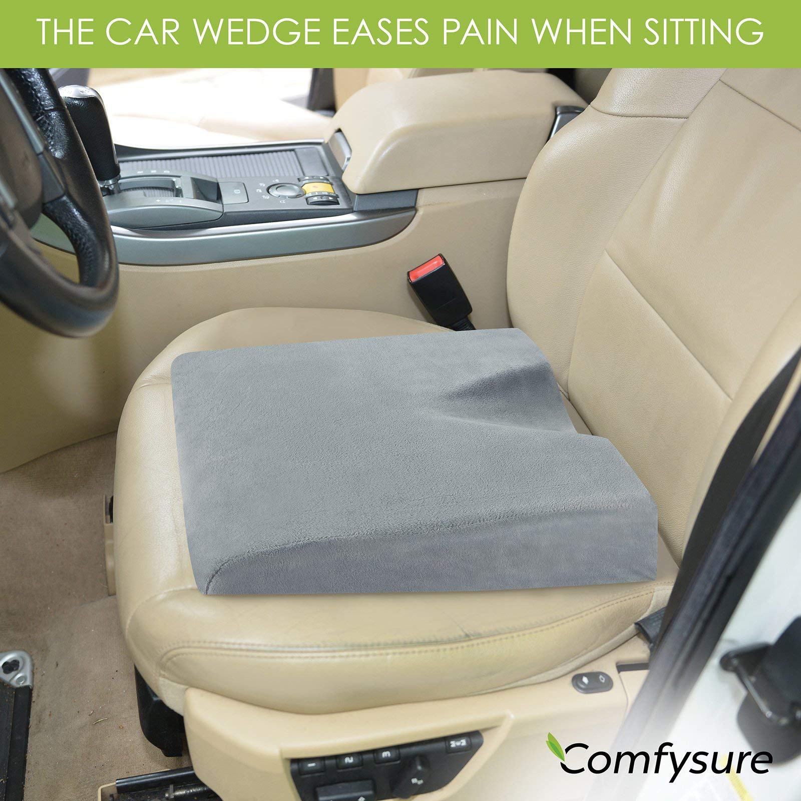 Comfysure Wedge Car Seat Cushion And Office Chair Cushion - Memory Foam Tailbone Pain Relief Cushion For Driving, Office Chair, Gaming Chair - Orthopedic Support For Lower Back, Tailbone, Coccyx, Hips