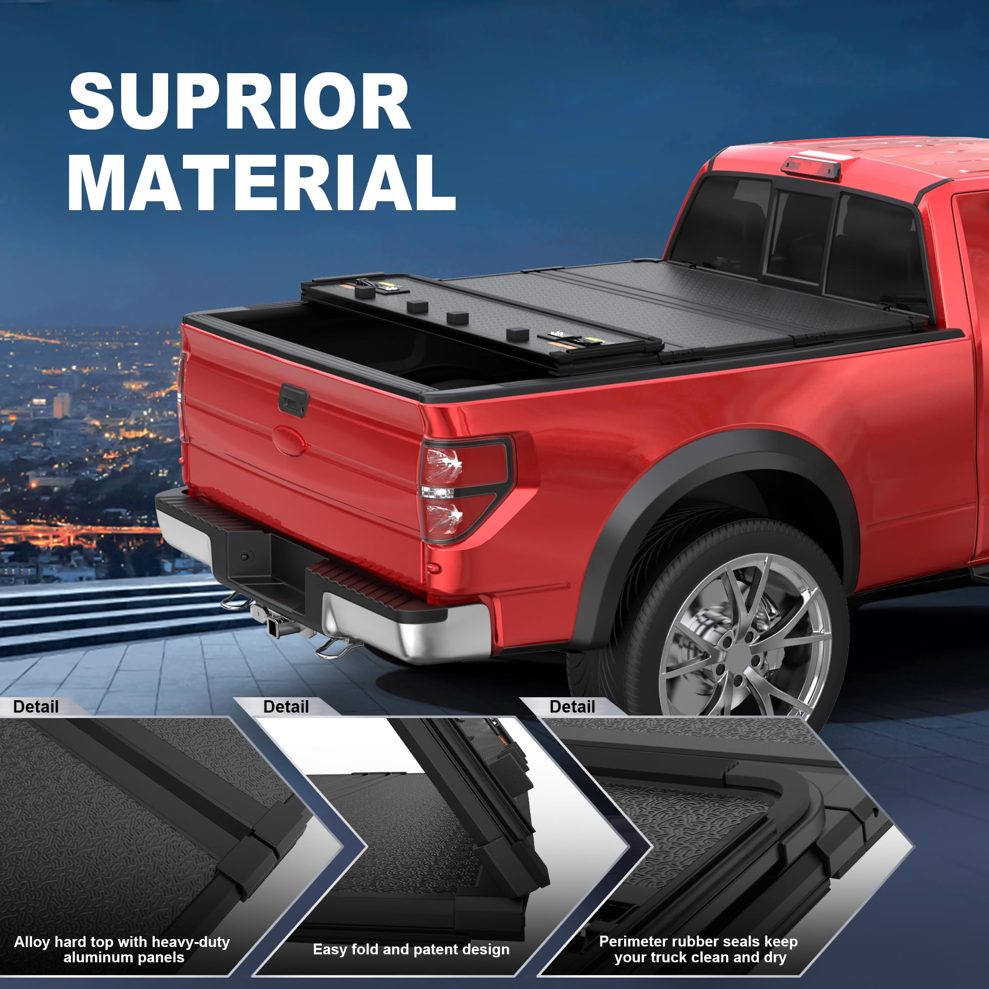 Mostplus Quad Fold Hard Truck Bed Tonneau Cover Compatible With 2015 2016 2017 2018 2019 2020 2021 2022 2023 2024 2025 Ford F150
