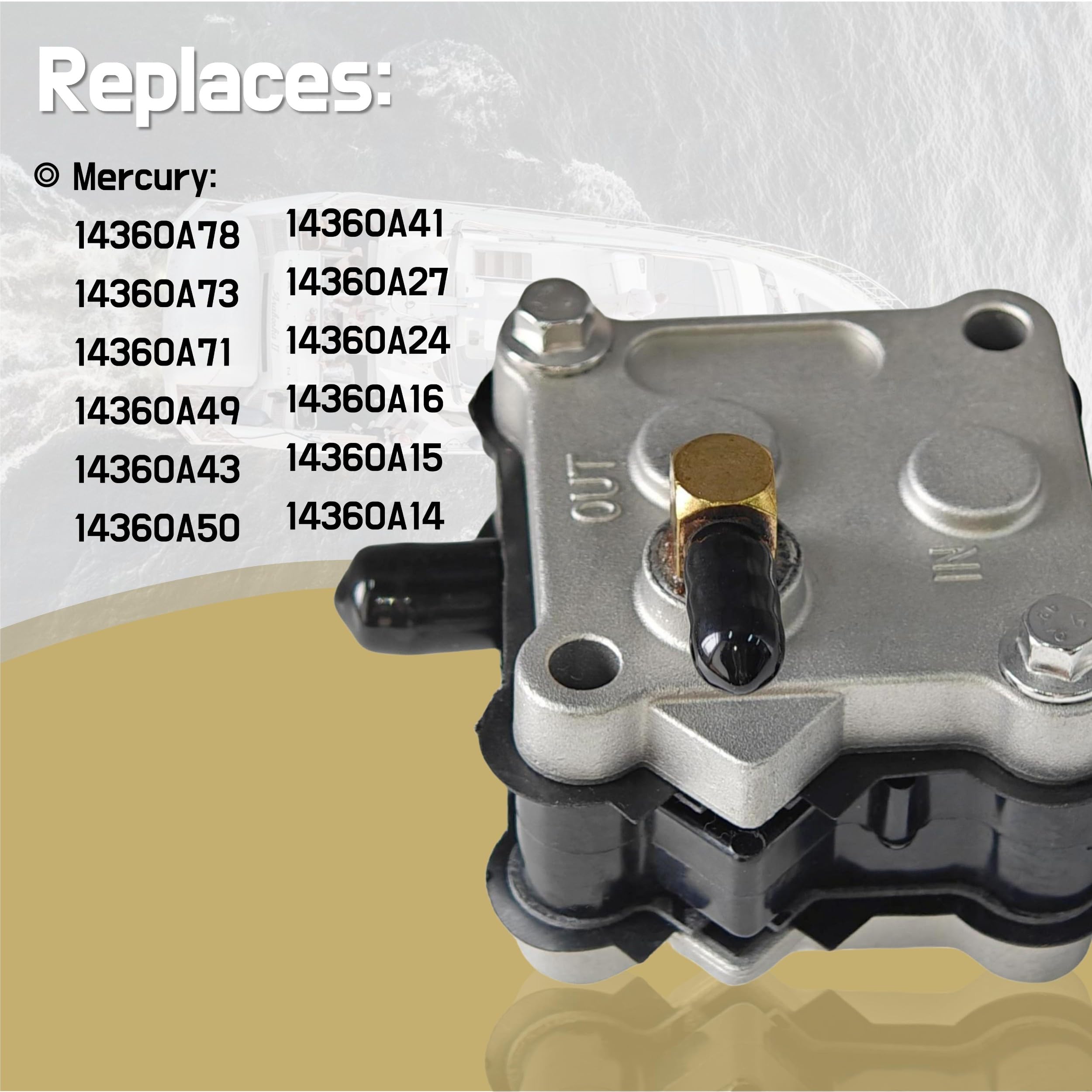 JLM MARINE 14360A78 Fuel Pump for Mercury Mariner 2 Stroke 30-300 HP Outboard Models 14360A73 14360A43 14360A50