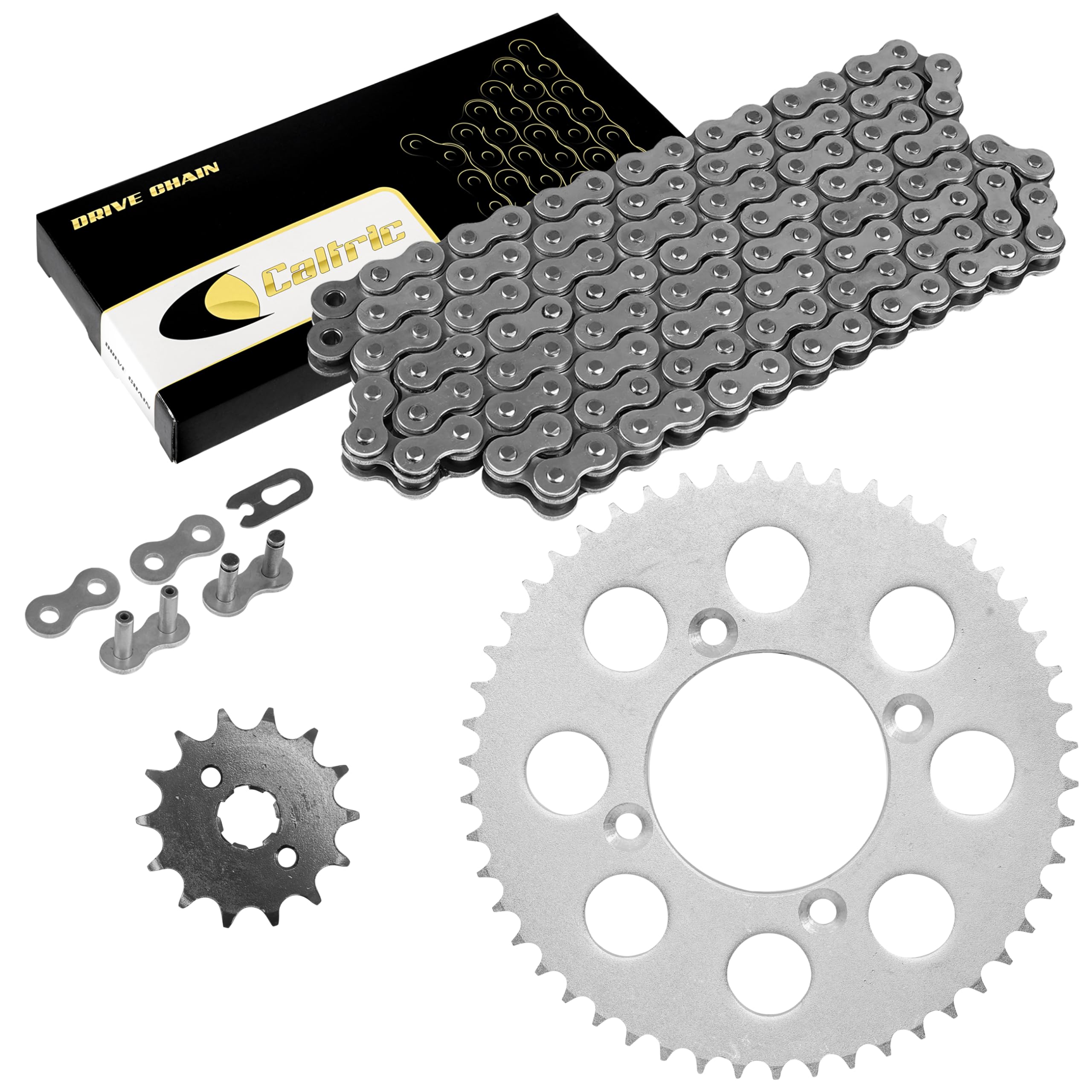 Caltric Drive Chain & Sprockets Kit Compatible with Honda Xr100R 1985-2003 / Crf100F 2004-2013