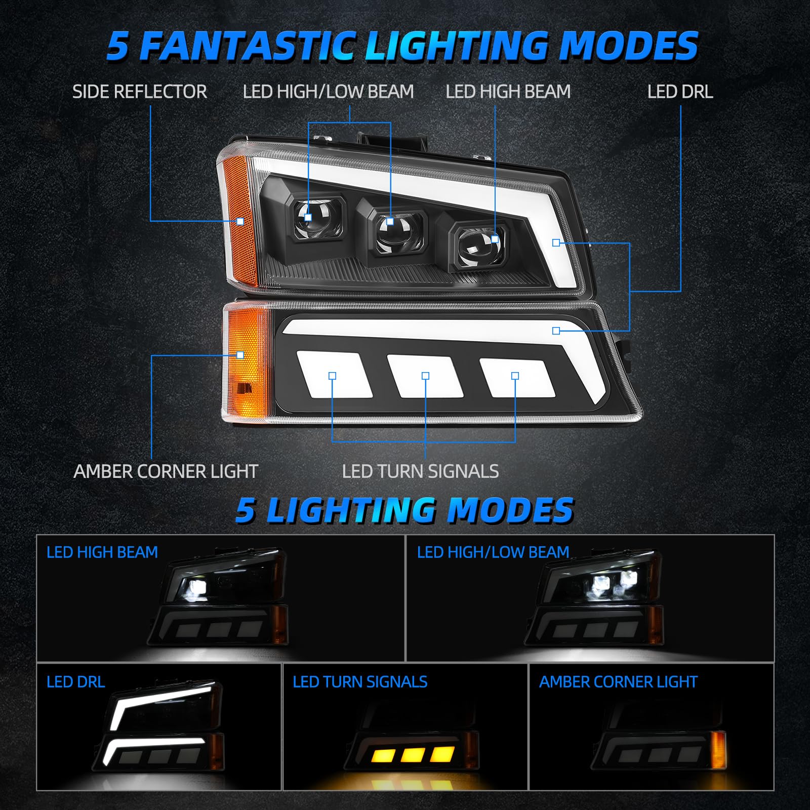 Autosaver88 Headlight Assembly Compatible With 03-06 Chevy Avalanche Silverado 1500 1500Hd 2500 2500Hd 3500/07 Silverado Classic