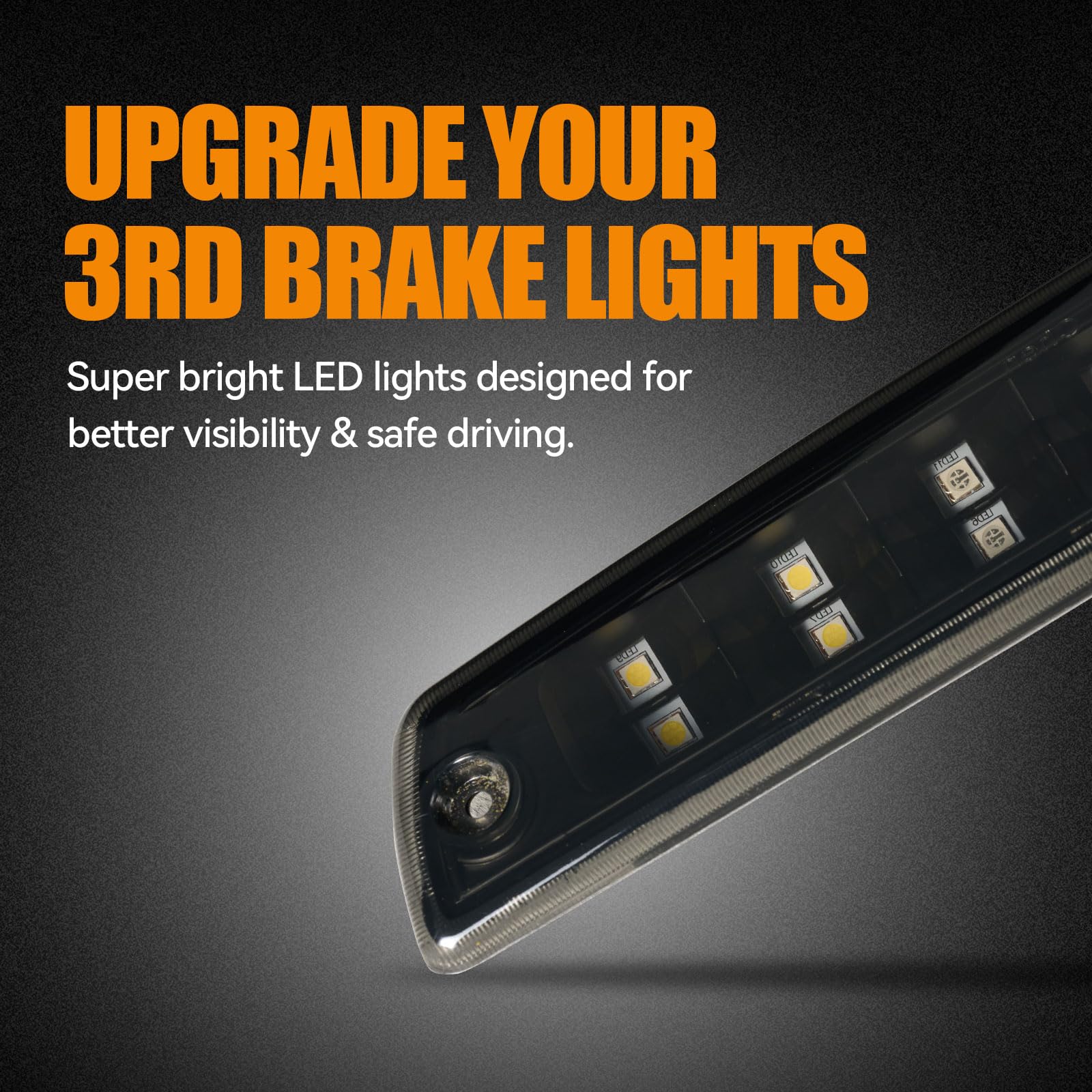 Cxdar Third 3Rd Brake Light Led For 1994-2001 Dodge Ram 1500, High Mount Rear Brake Lights Assembly For 94-02 Ram 2500 3500, Wat