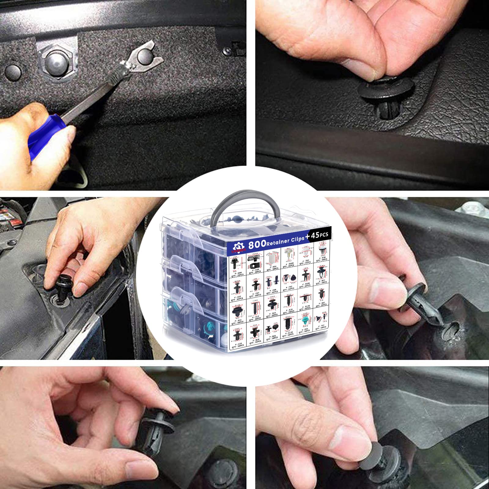 845Pcs Car Push Retainer Clips & Auto Fasteners Assortment-24 Most Popular Sizes Nylon Bumper Fender Rivets With 10 Cable Ties And Blue Fastener Remover For Ford Gm Toyota Honda Chrysler Benz Nissan