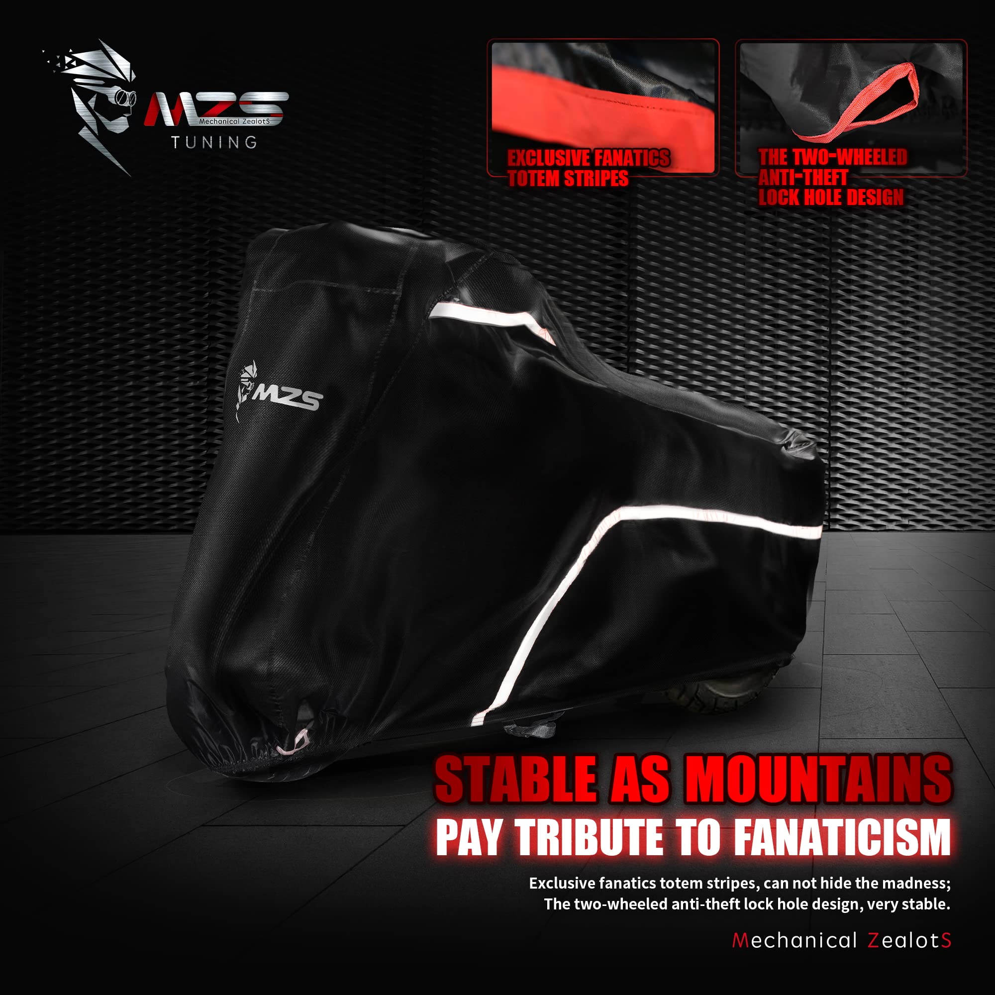 Mzs Motorcycle Cover, All Season Weather Outdoor Waterproof Protection Storage Fit Up To 104 Inch Compatible With Road King | Dyna | Electra/Road/Street Glide | Night/Street Rod | Softail | V-Rod