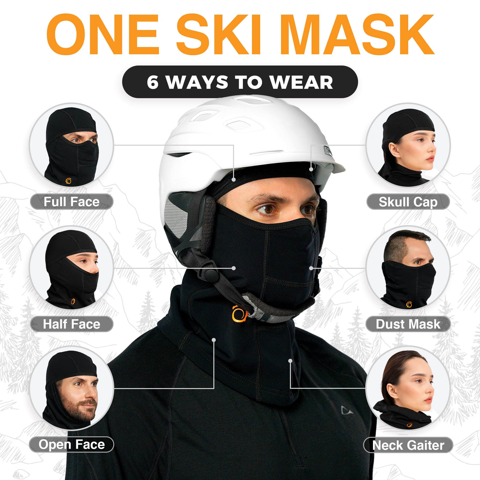 Geartop Balaclava Ski Mask For Men Snowmobile Face Mask Warm Balaclava Women Neck Gaiter - Perfect For Snowboard, Motorcycle